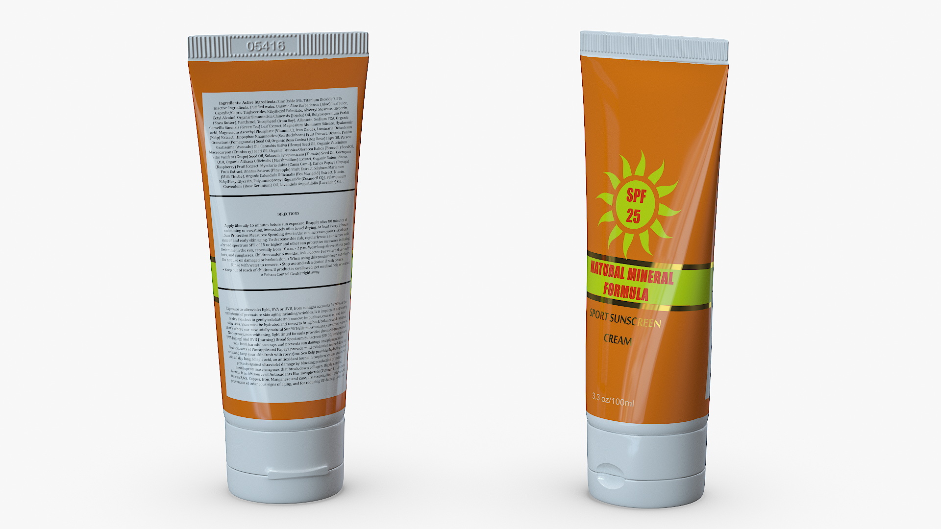 3D Sunscreen Tube Natural Mineral Formula model