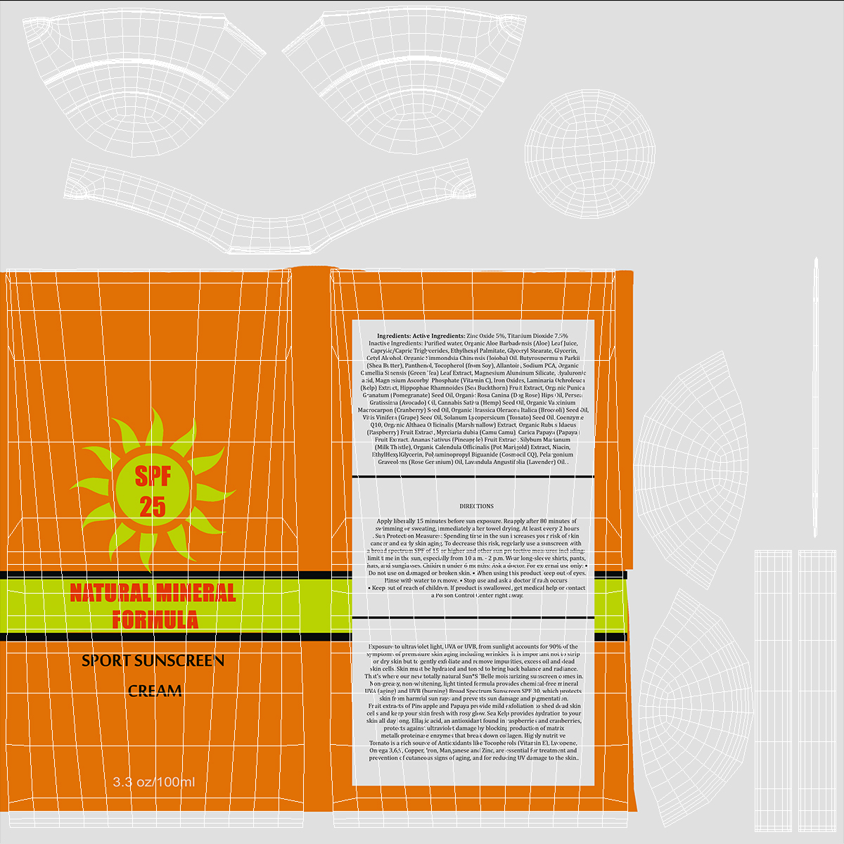 3D Sunscreen Tube Natural Mineral Formula model