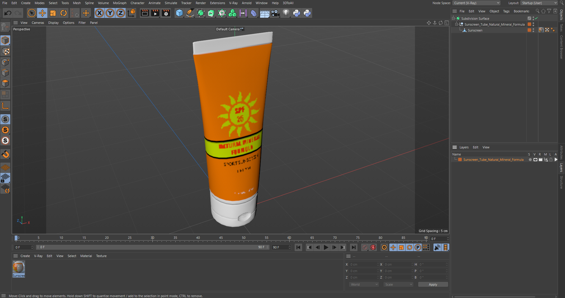 3D Sunscreen Tube Natural Mineral Formula model