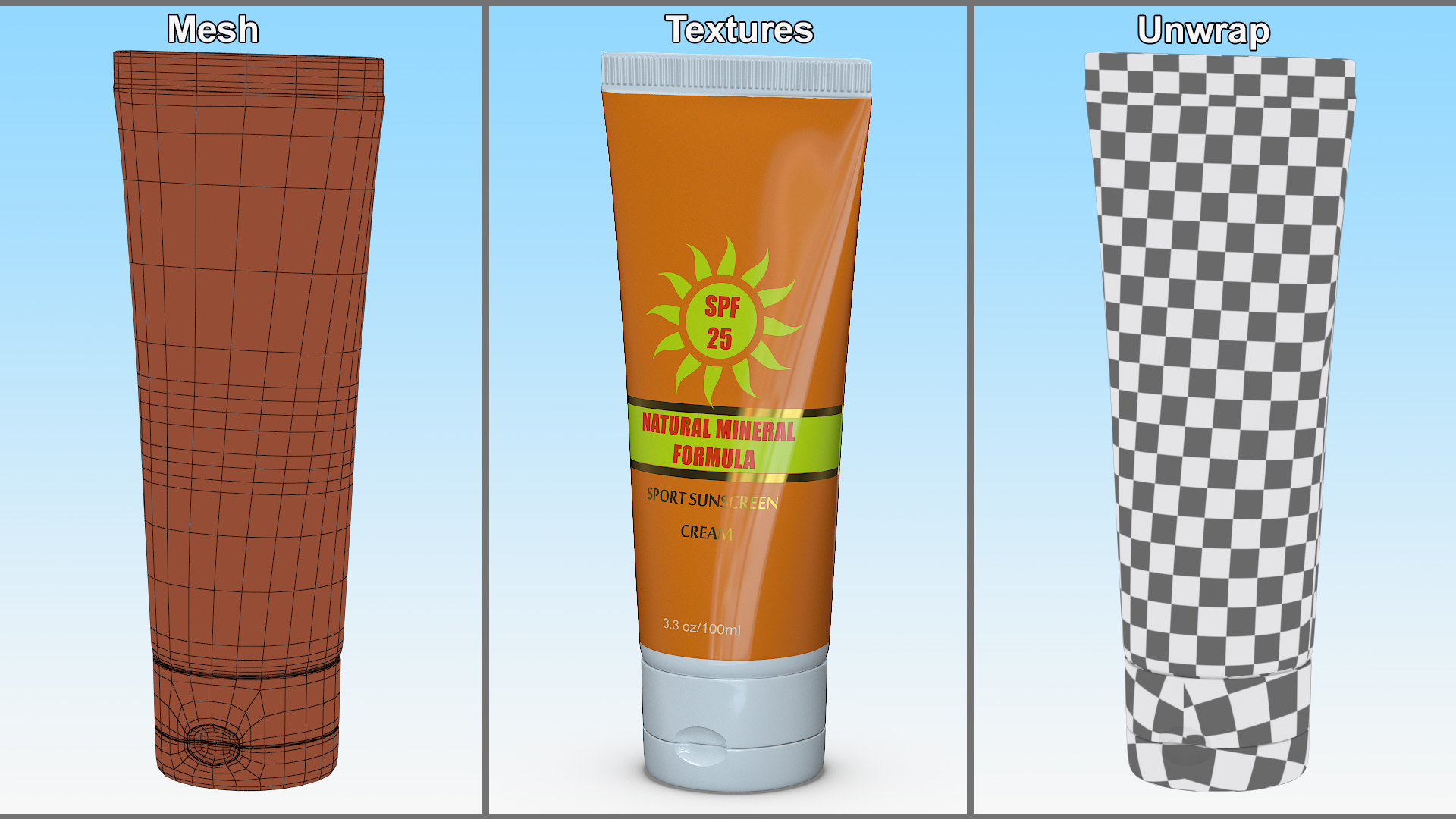 3D Sunscreen Tube Natural Mineral Formula model