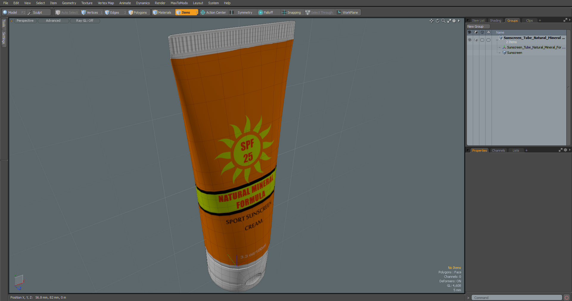 3D Sunscreen Tube Natural Mineral Formula model