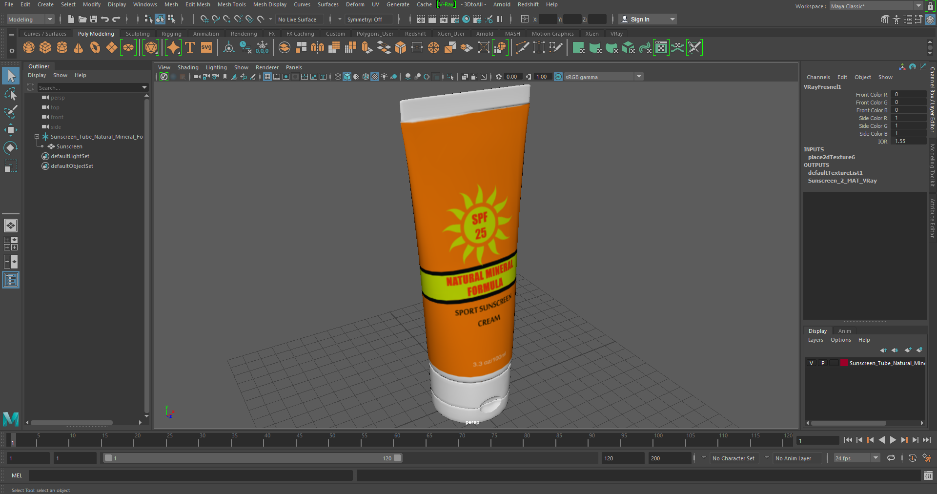 3D Sunscreen Tube Natural Mineral Formula model