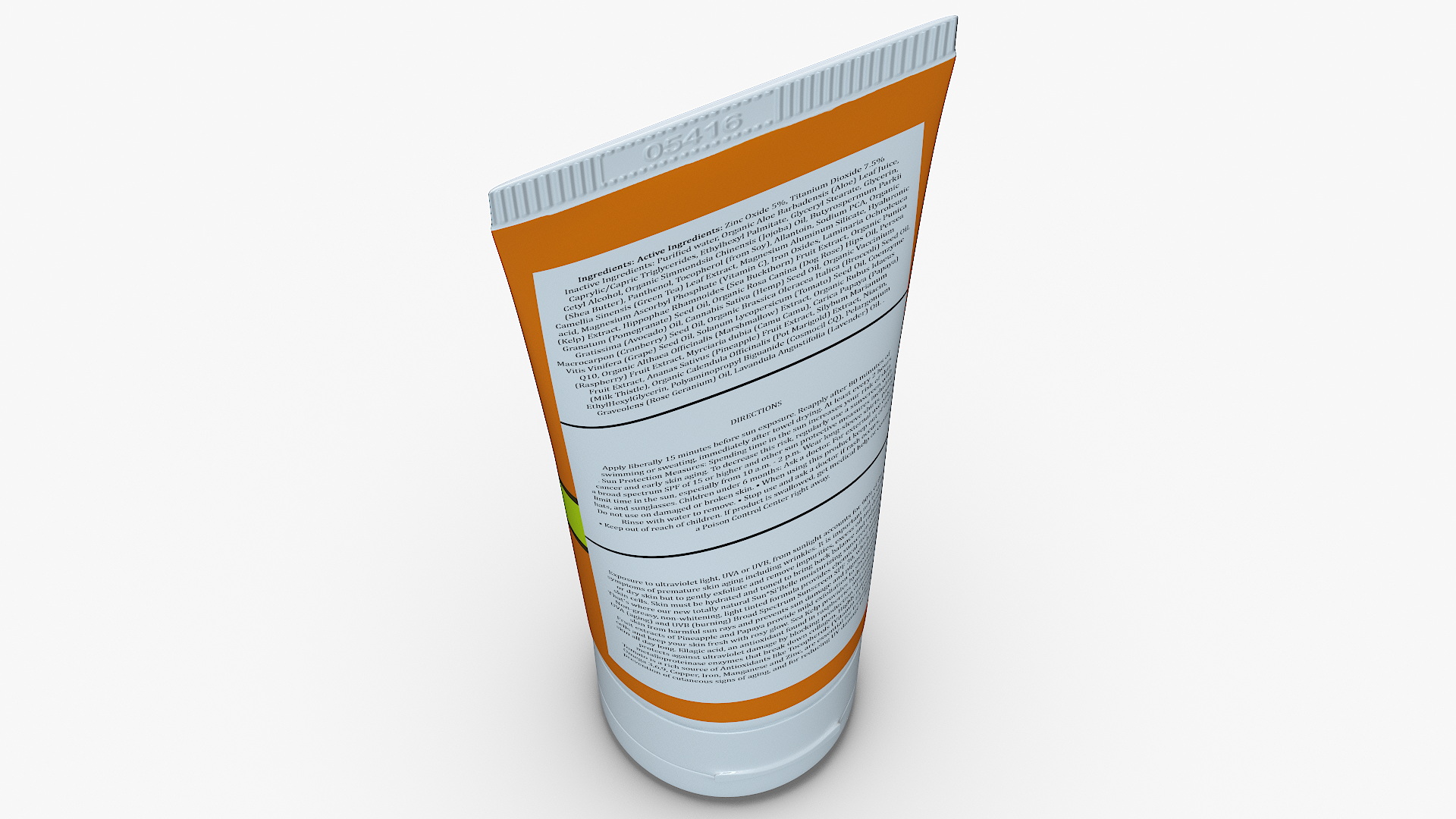 3D Sunscreen Tube Natural Mineral Formula model