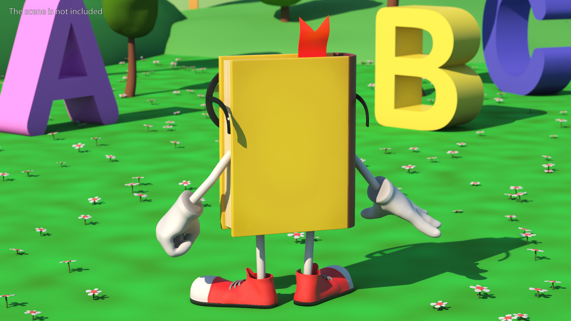 3D model Toon Yellow Book Character Standing Pose