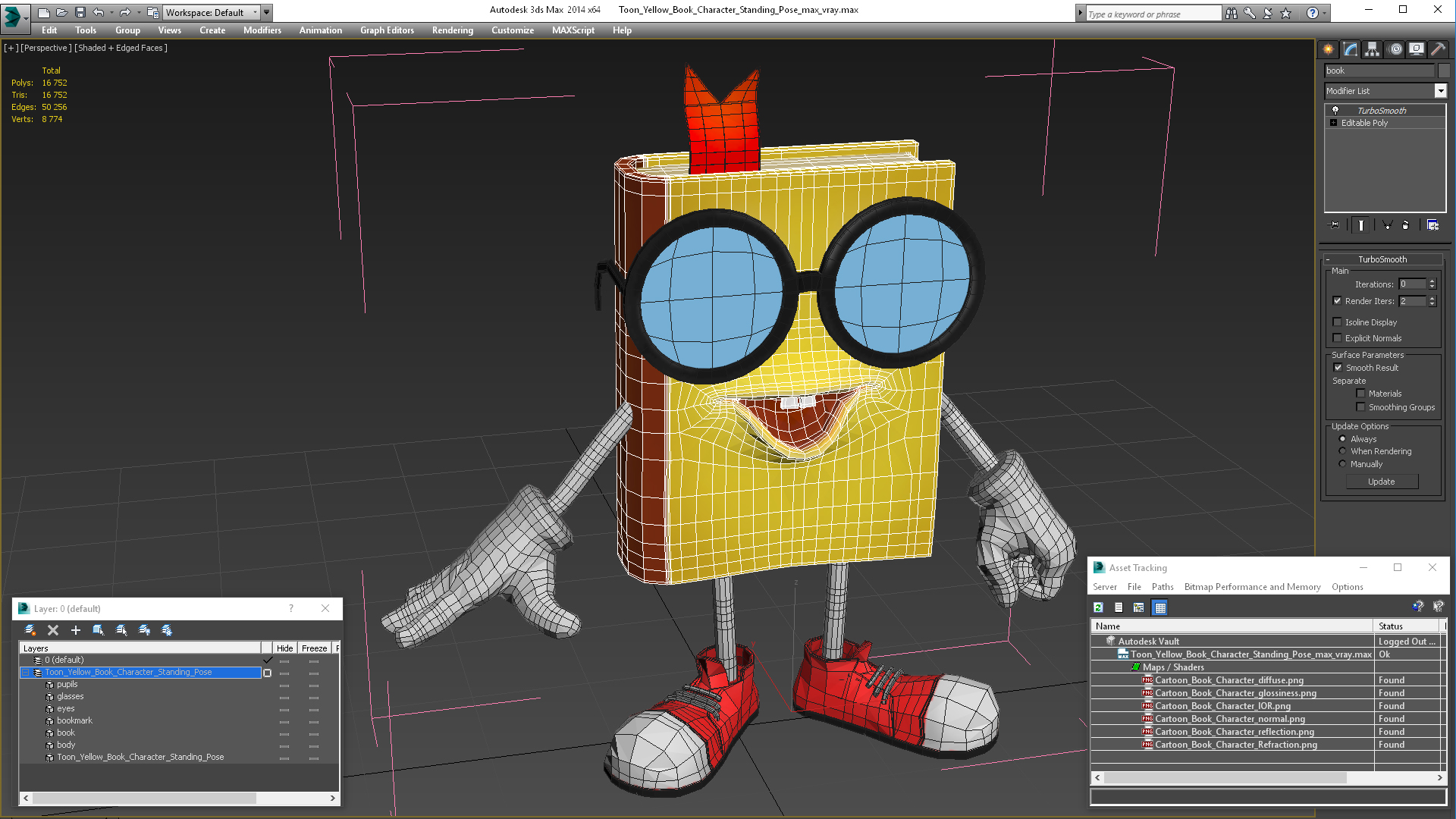 3D model Toon Yellow Book Character Standing Pose