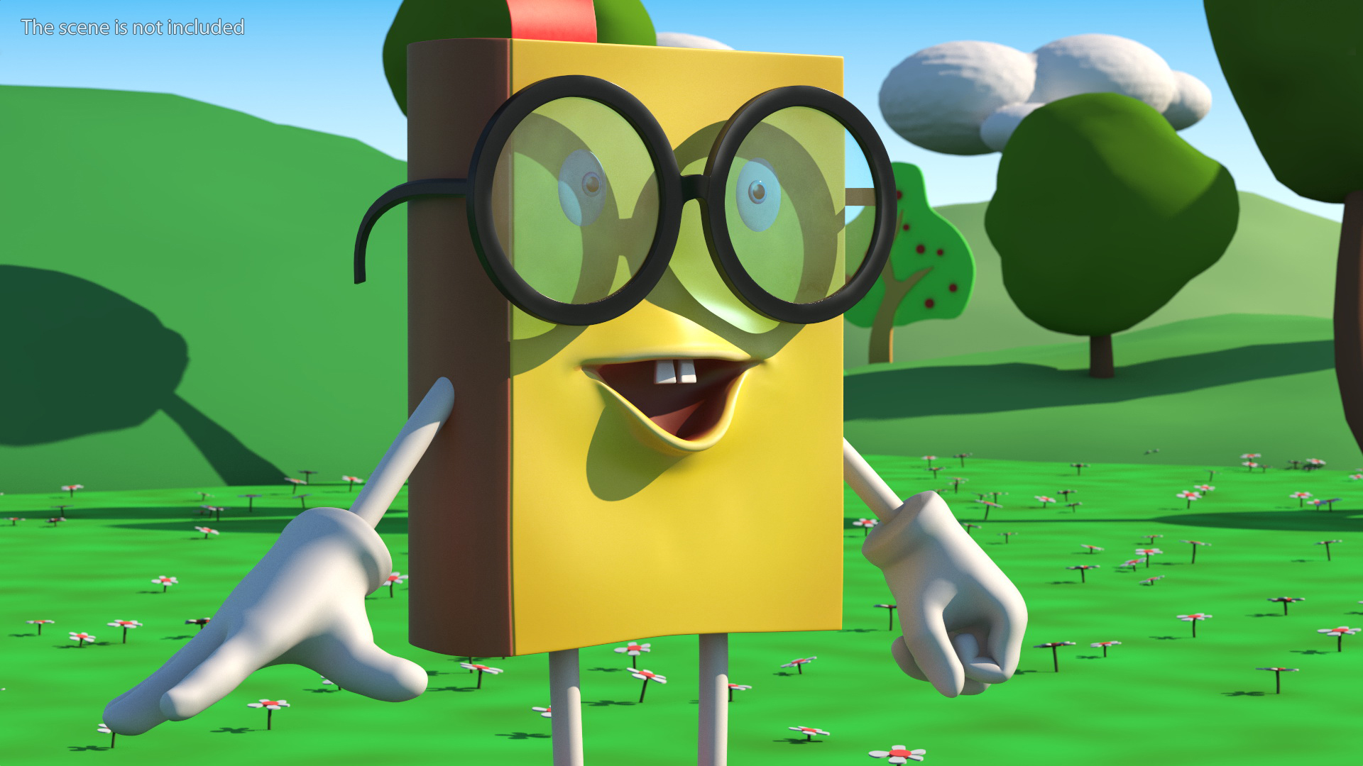 3D model Toon Yellow Book Character Standing Pose