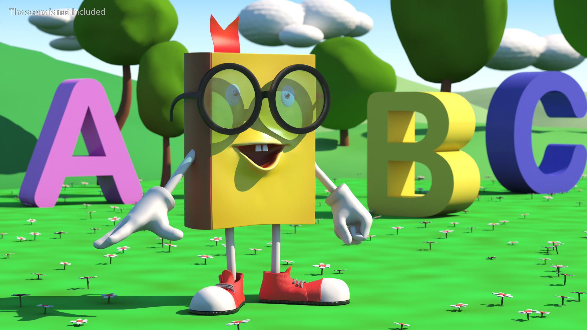 3D model Toon Yellow Book Character Standing Pose