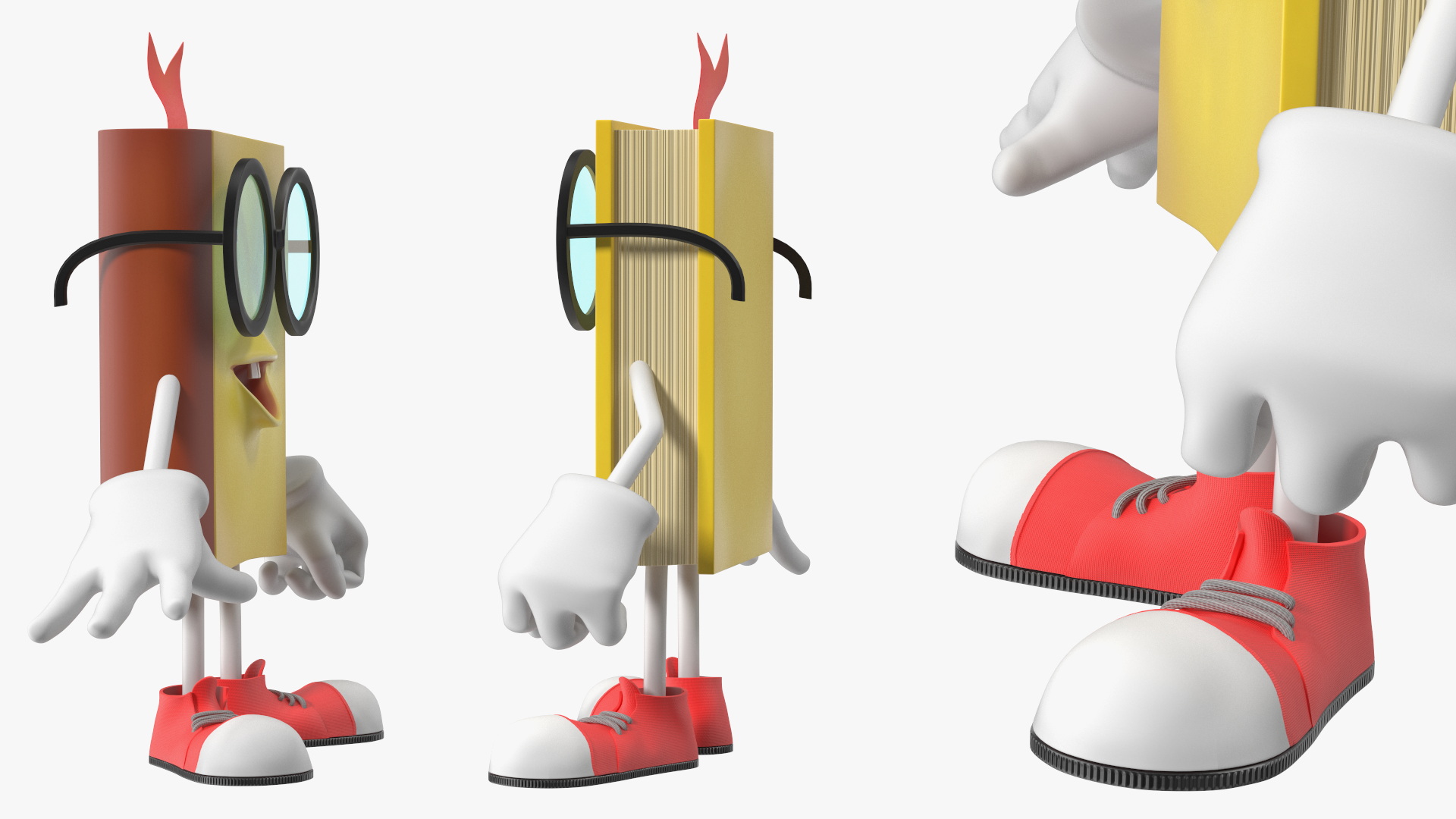 3D model Toon Yellow Book Character Standing Pose