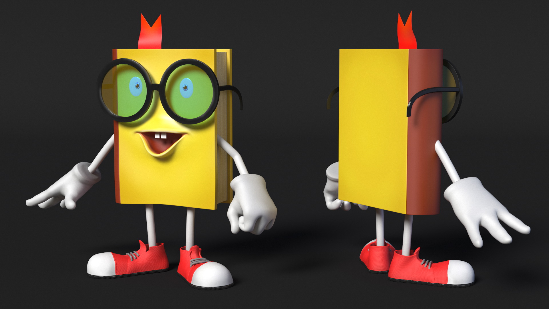 3D model Toon Yellow Book Character Standing Pose