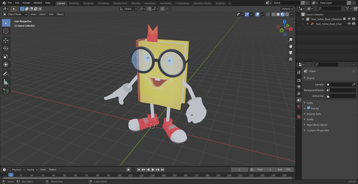 3D model Toon Yellow Book Character Standing Pose