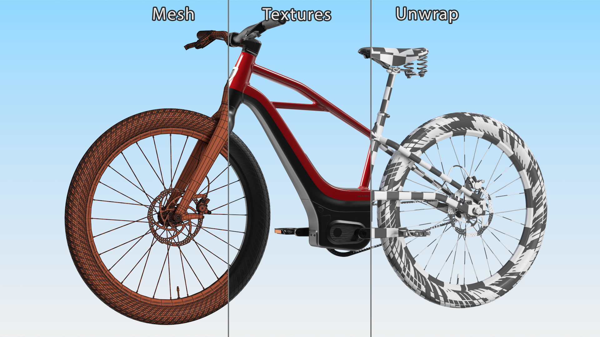 3D model Electric Bike Harley Davidson Red Rigged