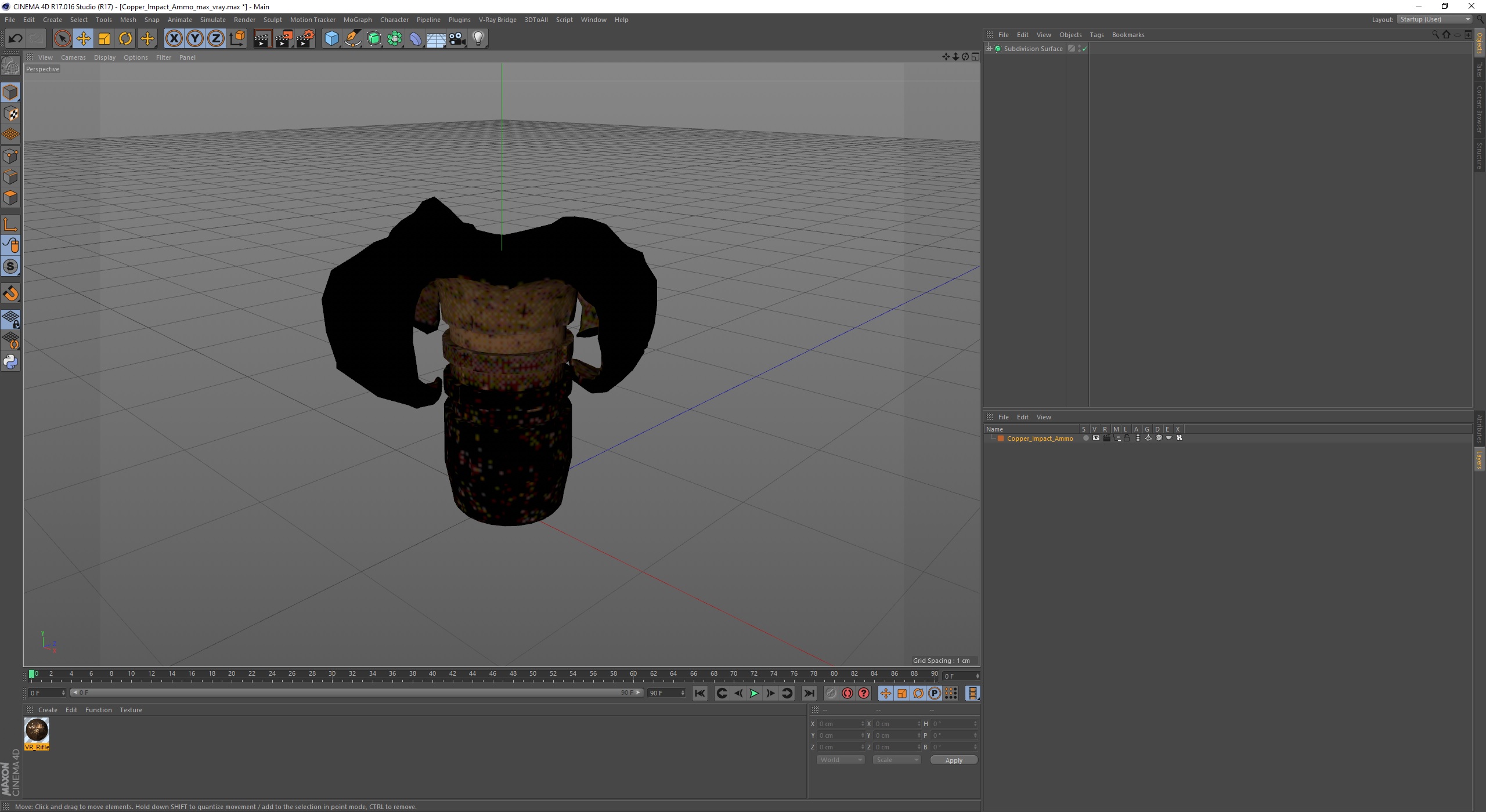 3D Copper Impact Ammo model