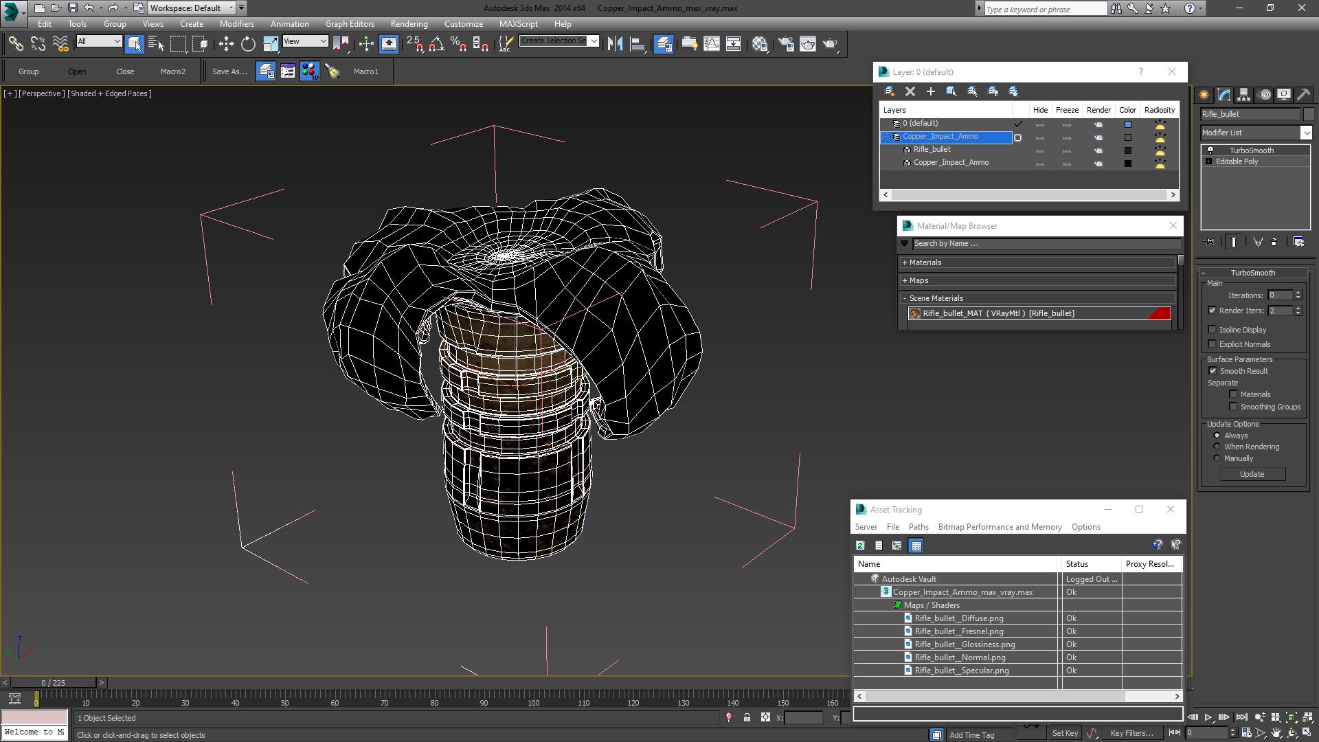 3D Copper Impact Ammo model