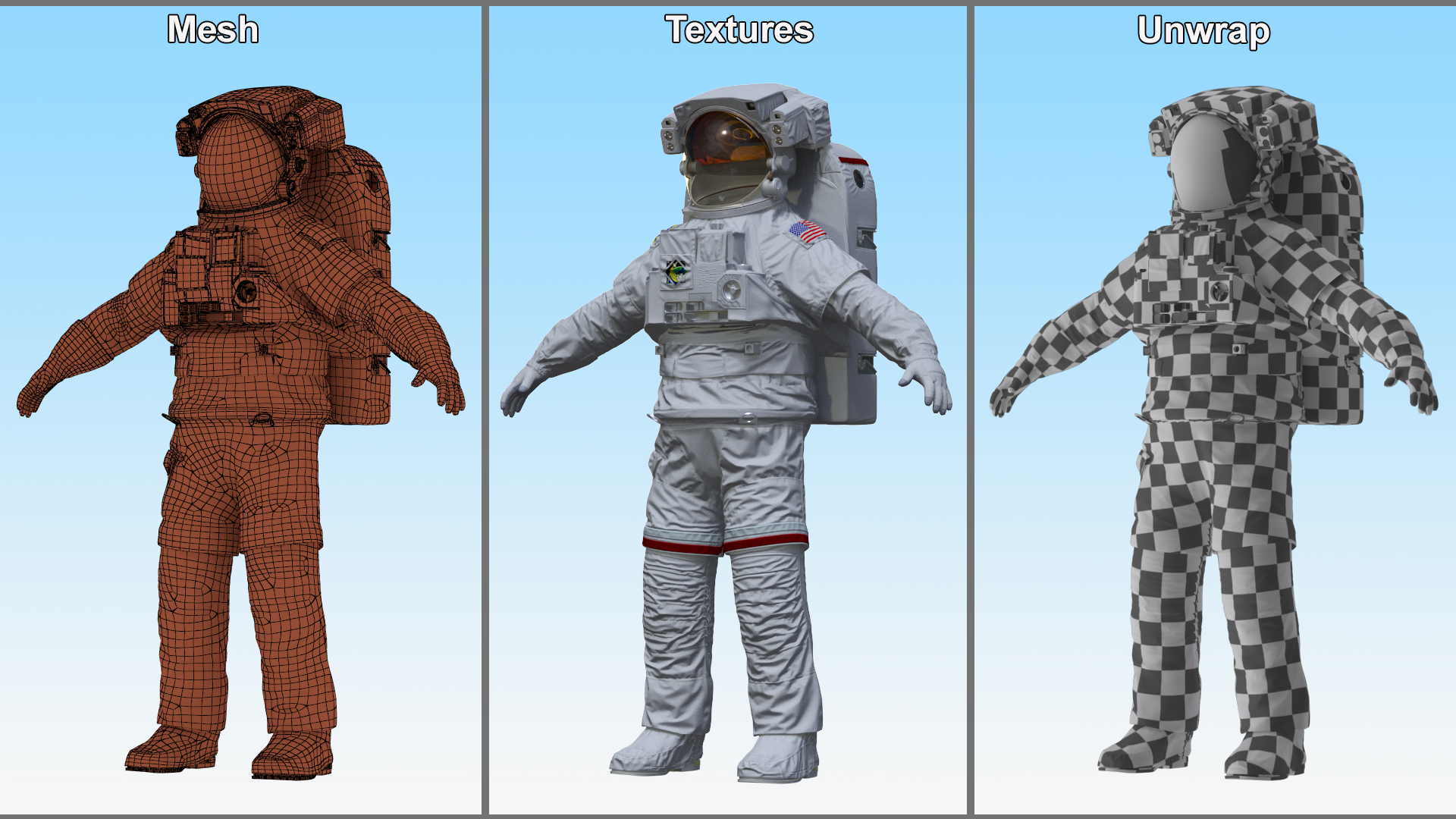 Spacesuit Extravehicular Mobility Unit EMU Rigged 3D model