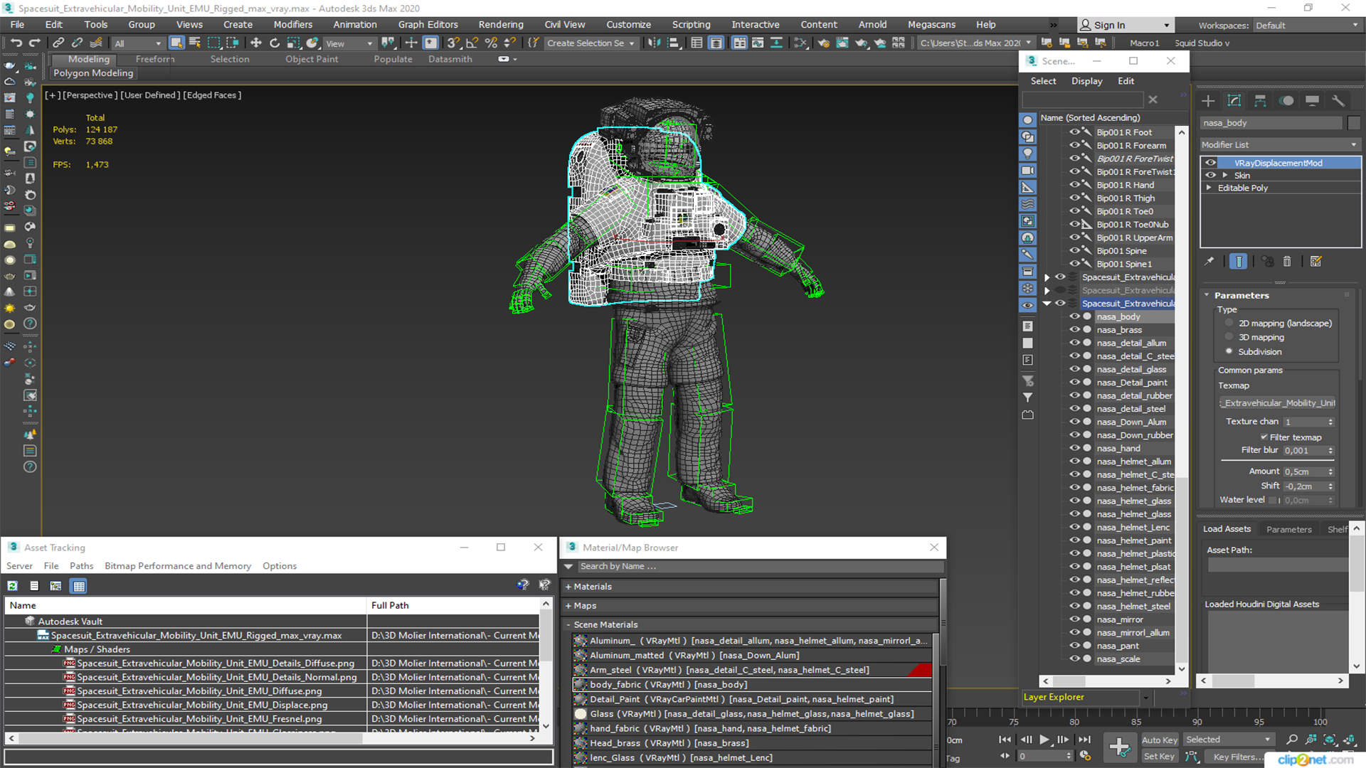 Spacesuit Extravehicular Mobility Unit EMU Rigged 3D model
