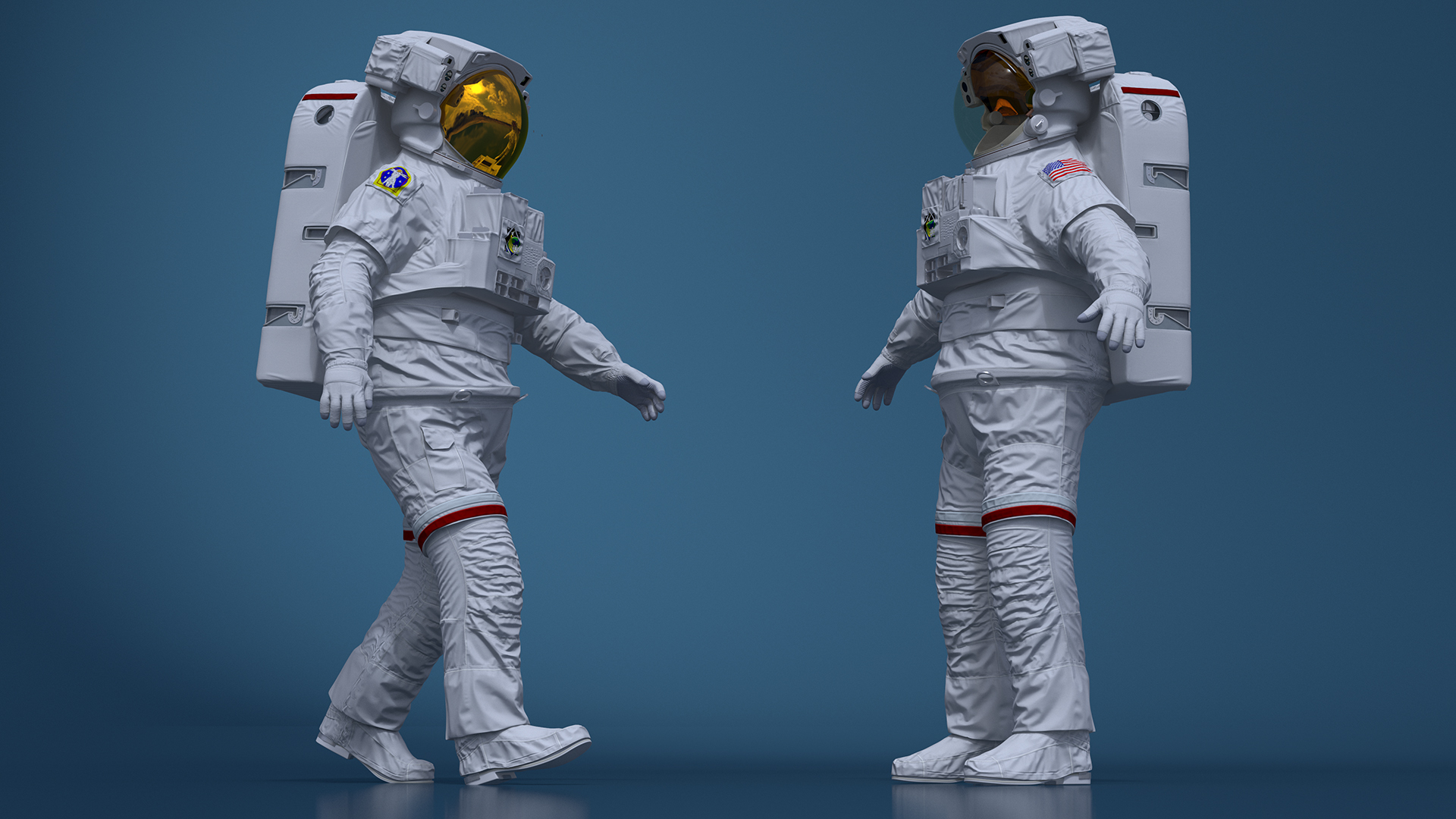 Spacesuit Extravehicular Mobility Unit EMU Rigged 3D model