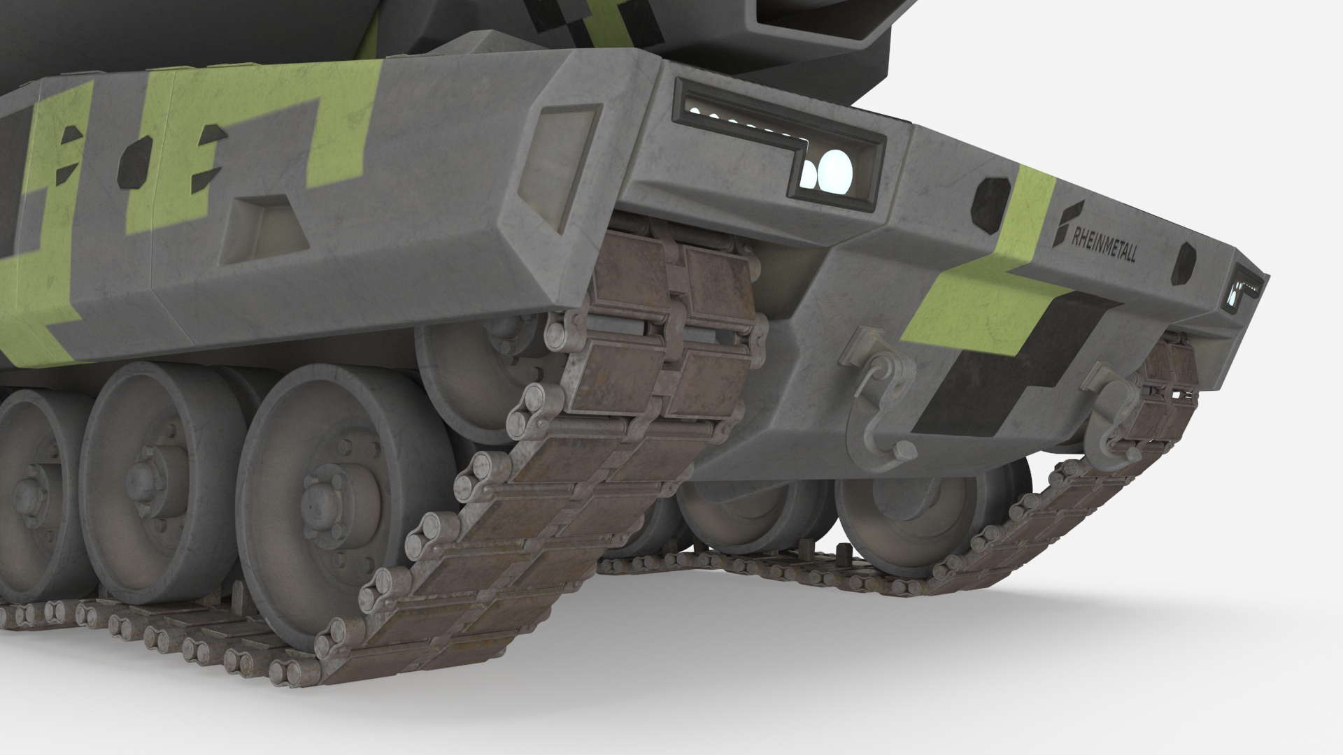 3D Rheinmetall Panther KF51 Dusted Rigged model