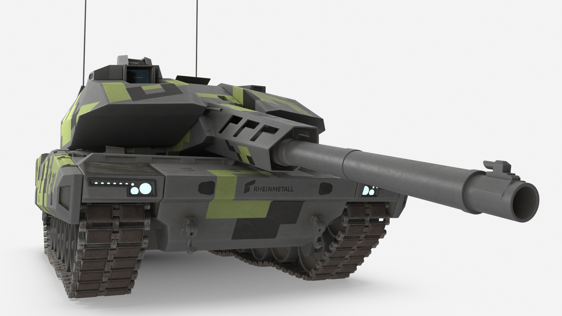 3D Rheinmetall Panther KF51 Dusted Rigged model