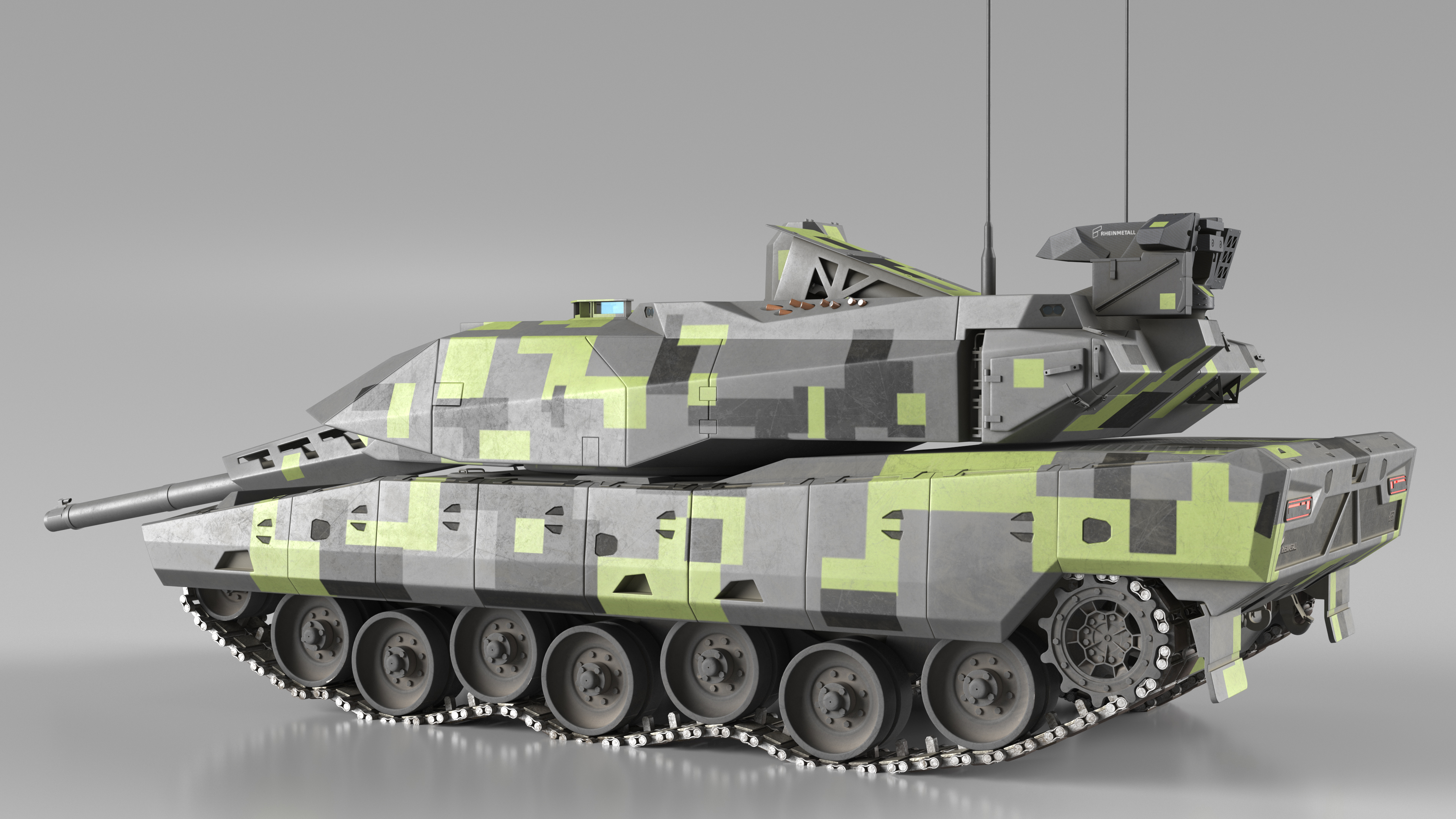 3D Rheinmetall Panther KF51 Dusted Rigged model
