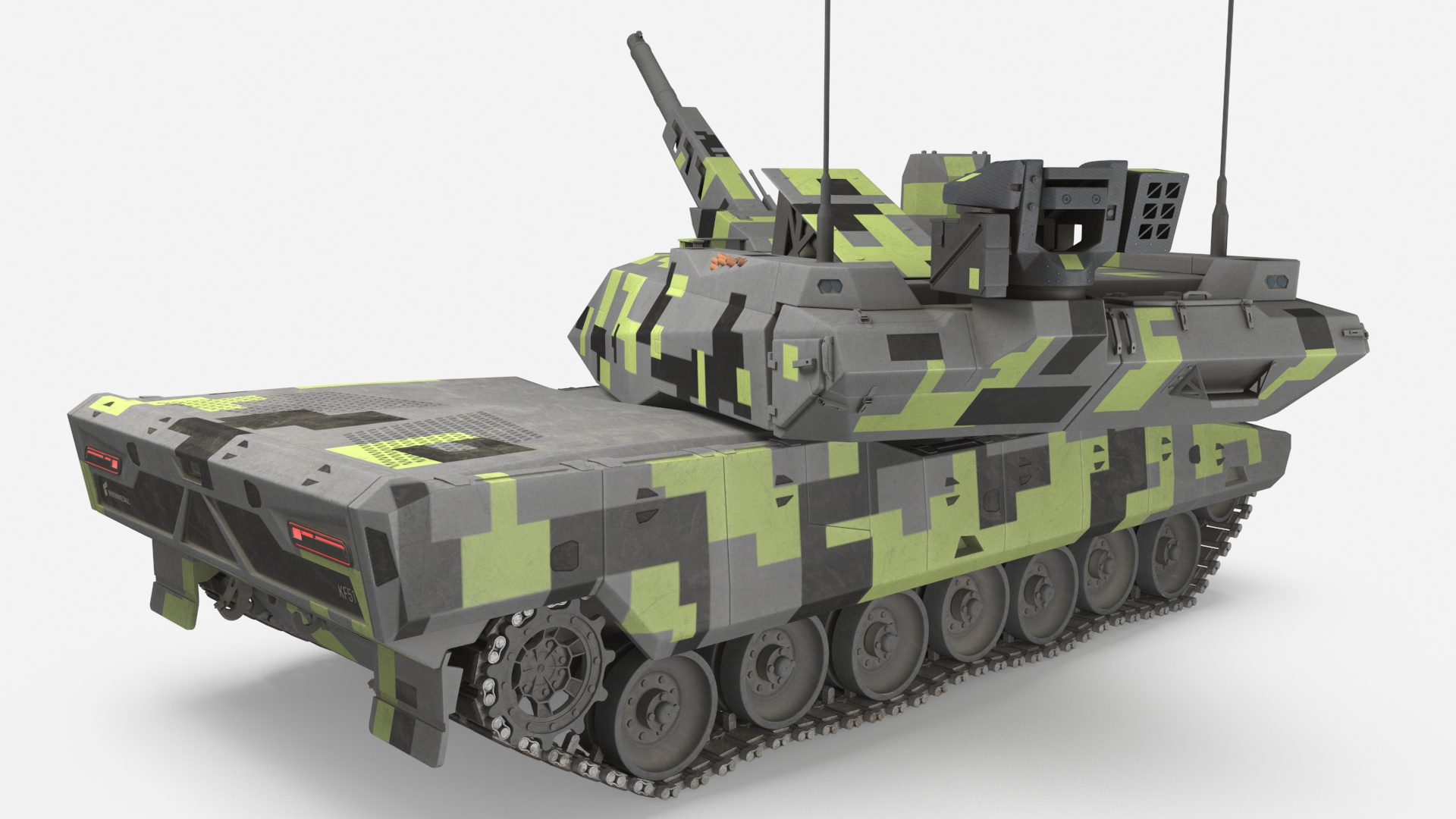 3D Rheinmetall Panther KF51 Dusted Rigged model