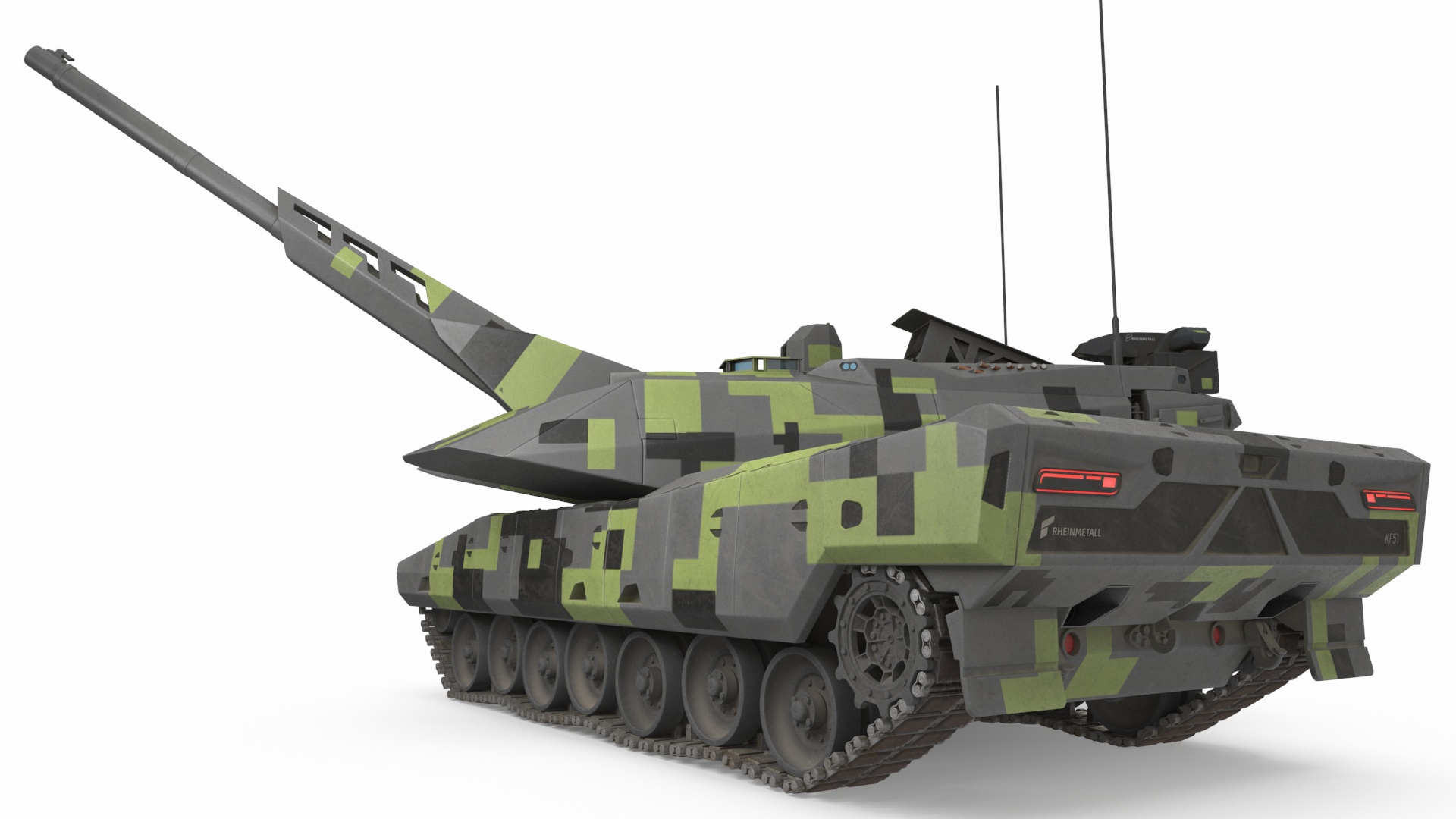 3D Rheinmetall Panther KF51 Dusted Rigged model