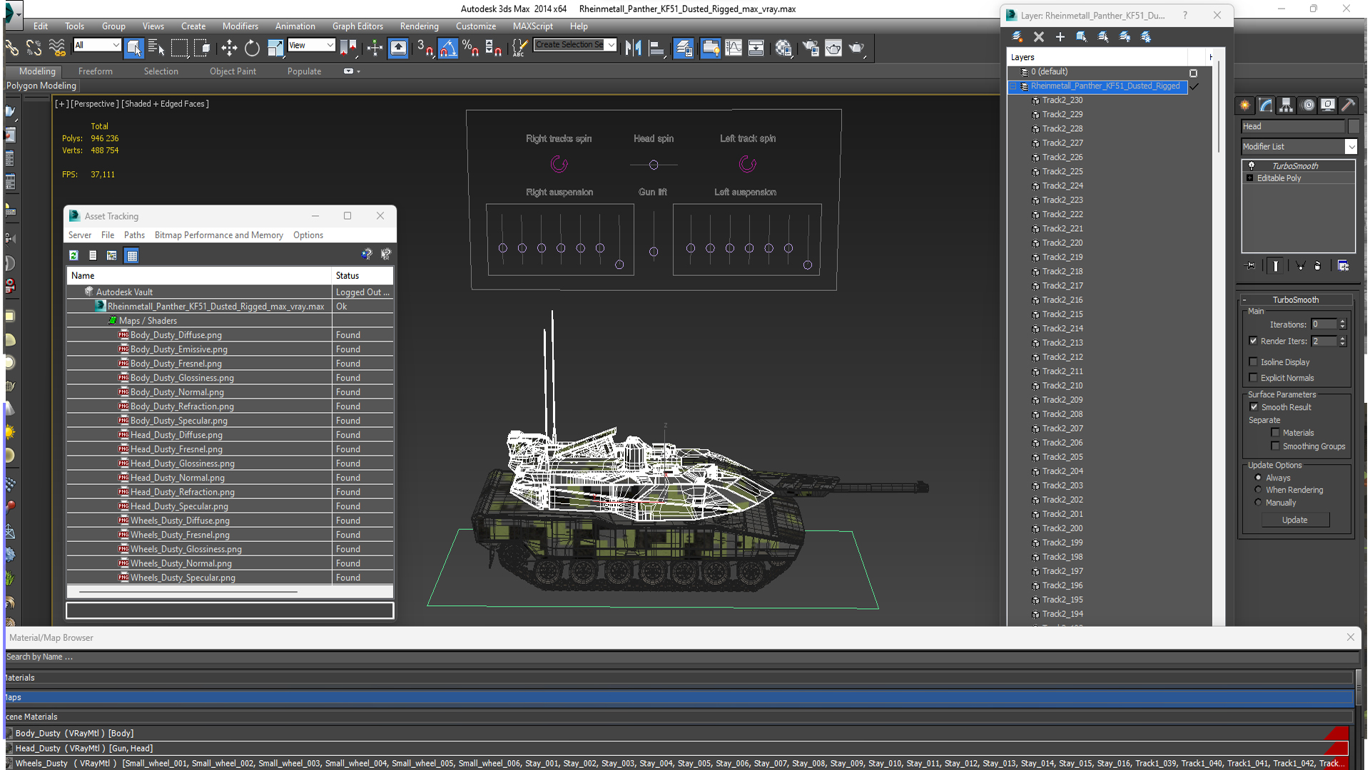 3D Rheinmetall Panther KF51 Dusted Rigged model