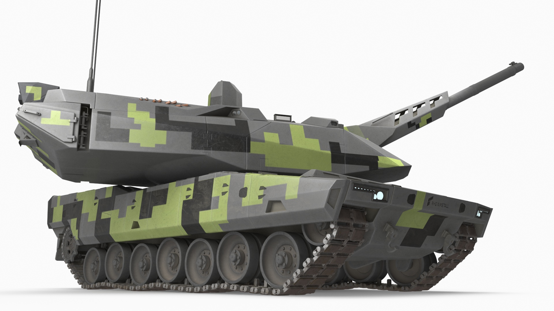 3D Rheinmetall Panther KF51 Dusted Rigged model