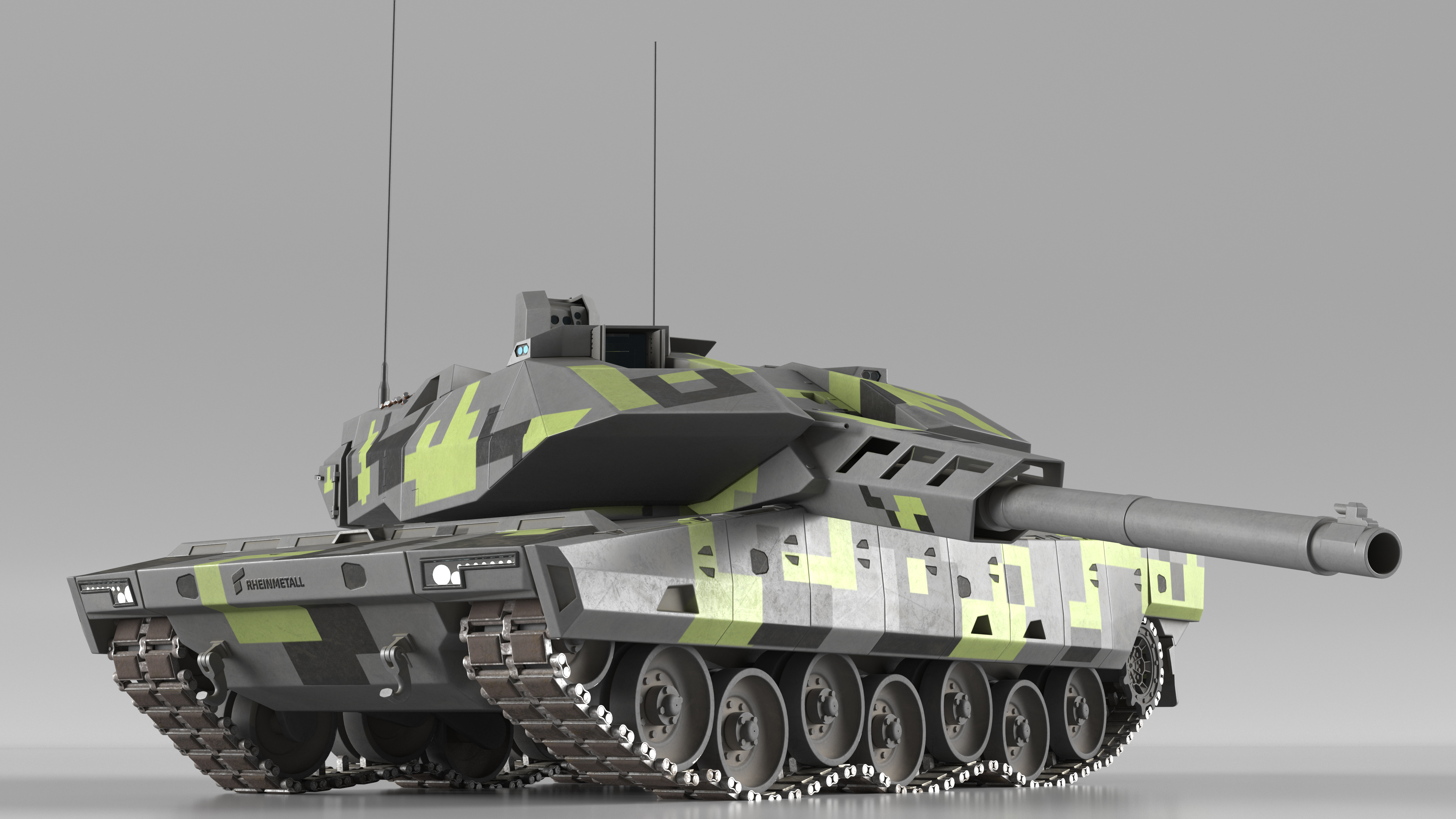 3D Rheinmetall Panther KF51 Dusted Rigged model
