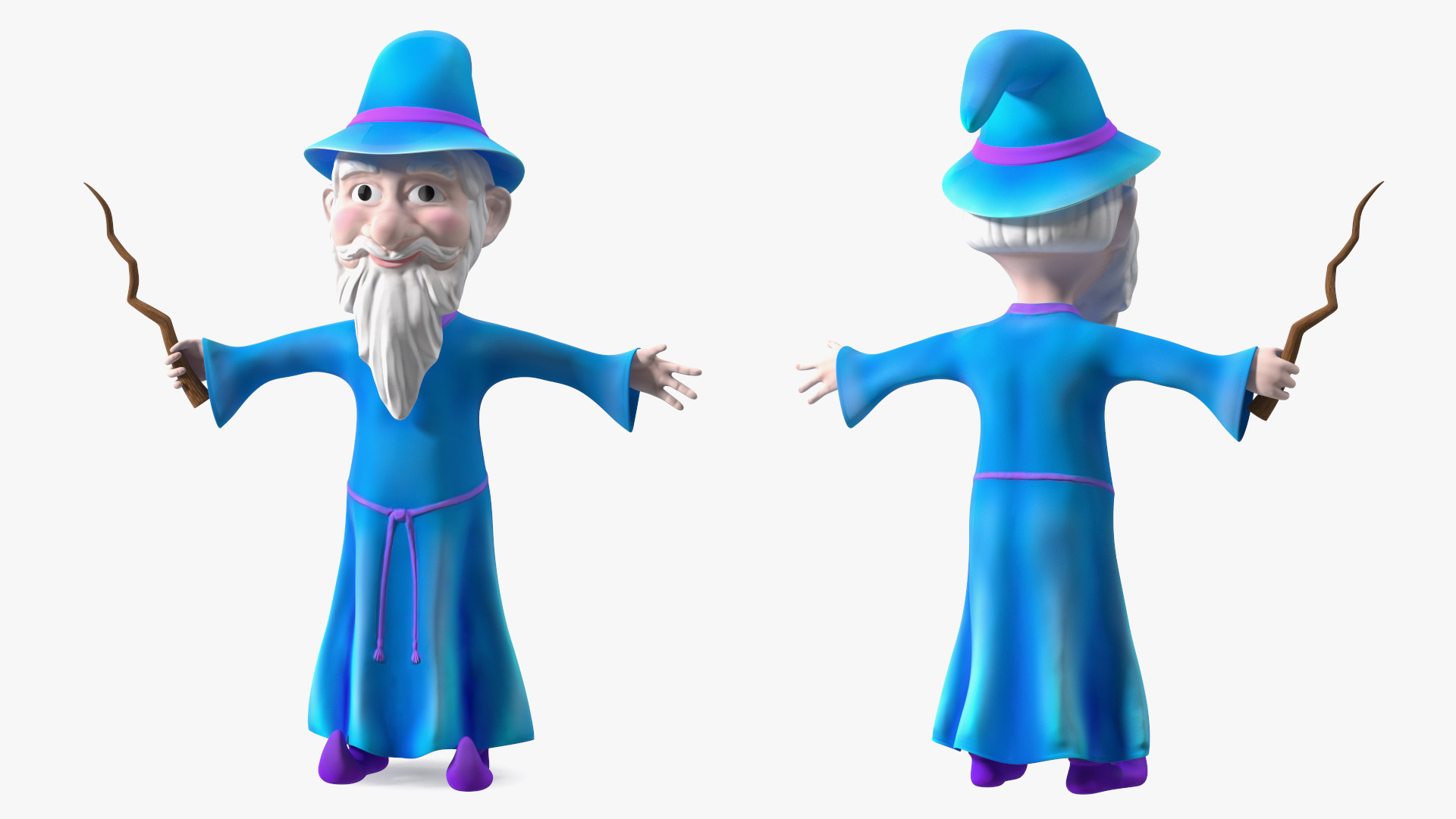 3D model Old Wizard Cartoon Character Rigged