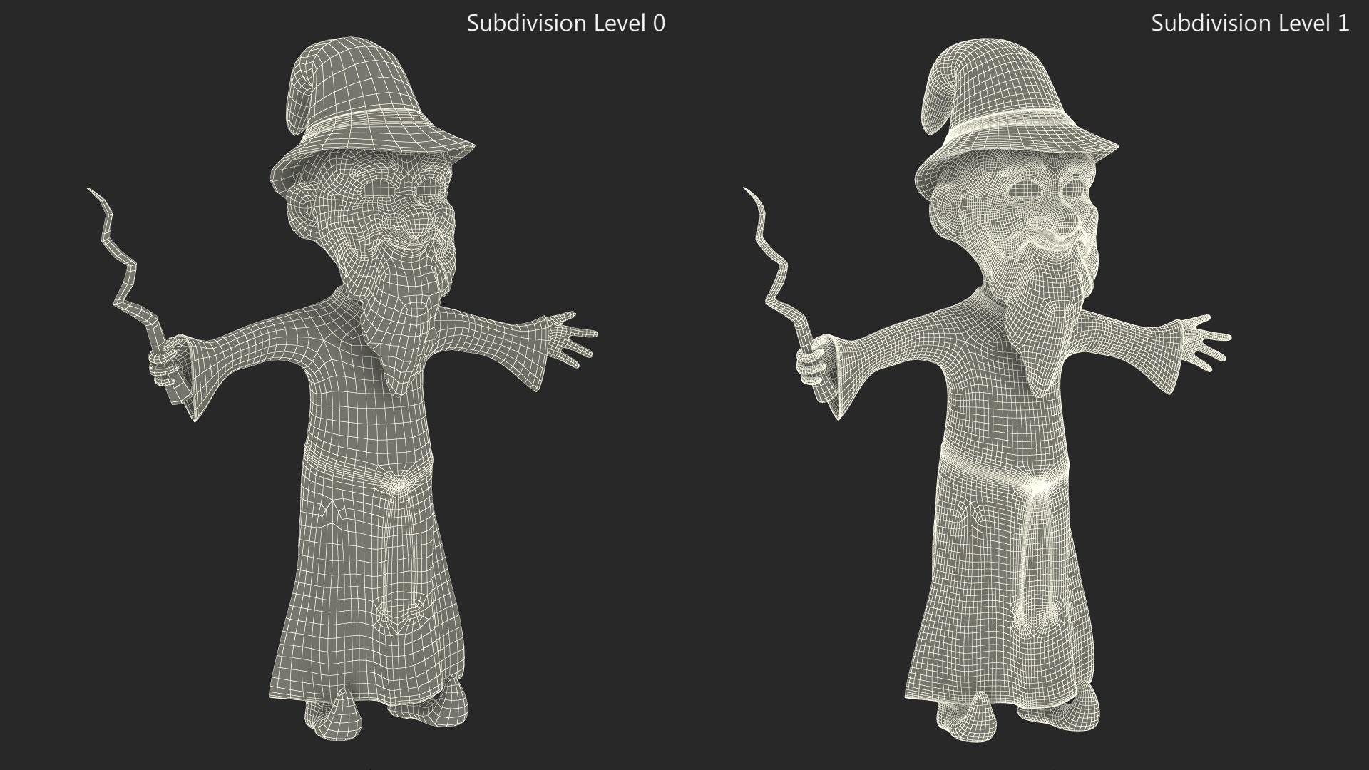 3D model Old Wizard Cartoon Character Rigged