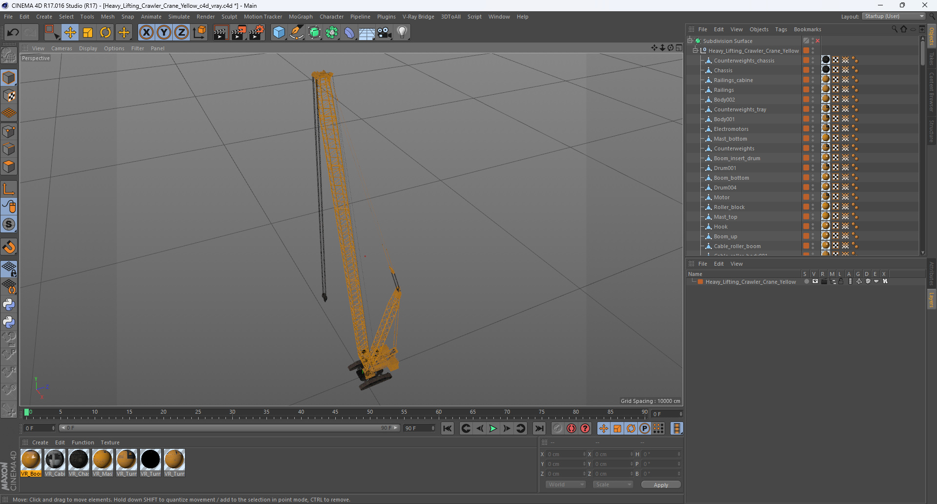 Heavy Lifting Crawler Crane Yellow 3D model