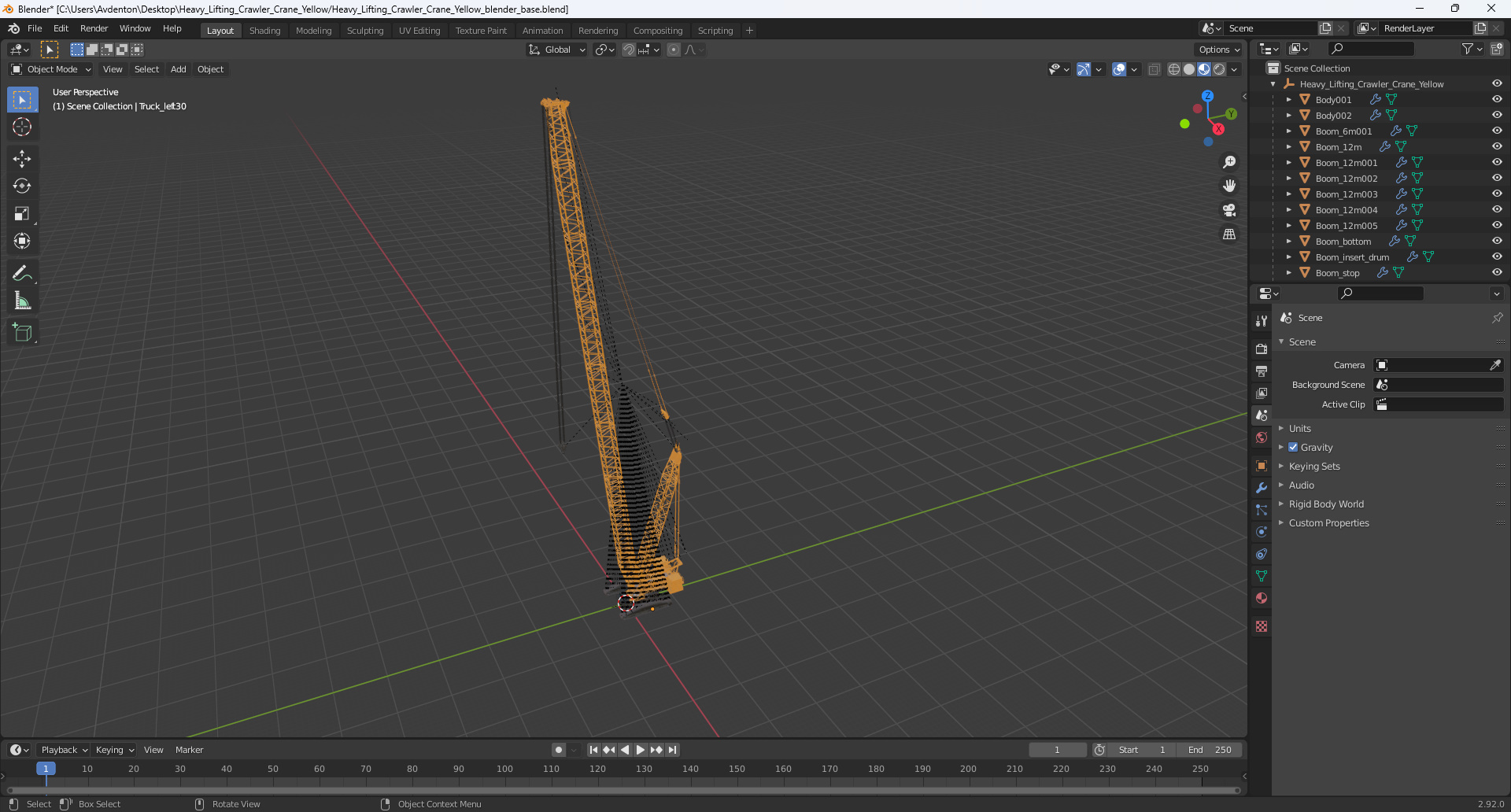 Heavy Lifting Crawler Crane Yellow 3D model