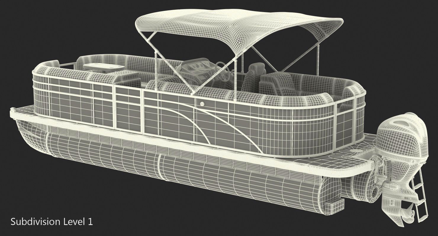 3D Pontoon Boat Trimaran Rigged model