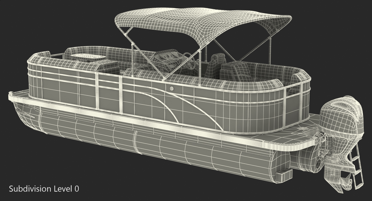 3D Pontoon Boat Trimaran Rigged model