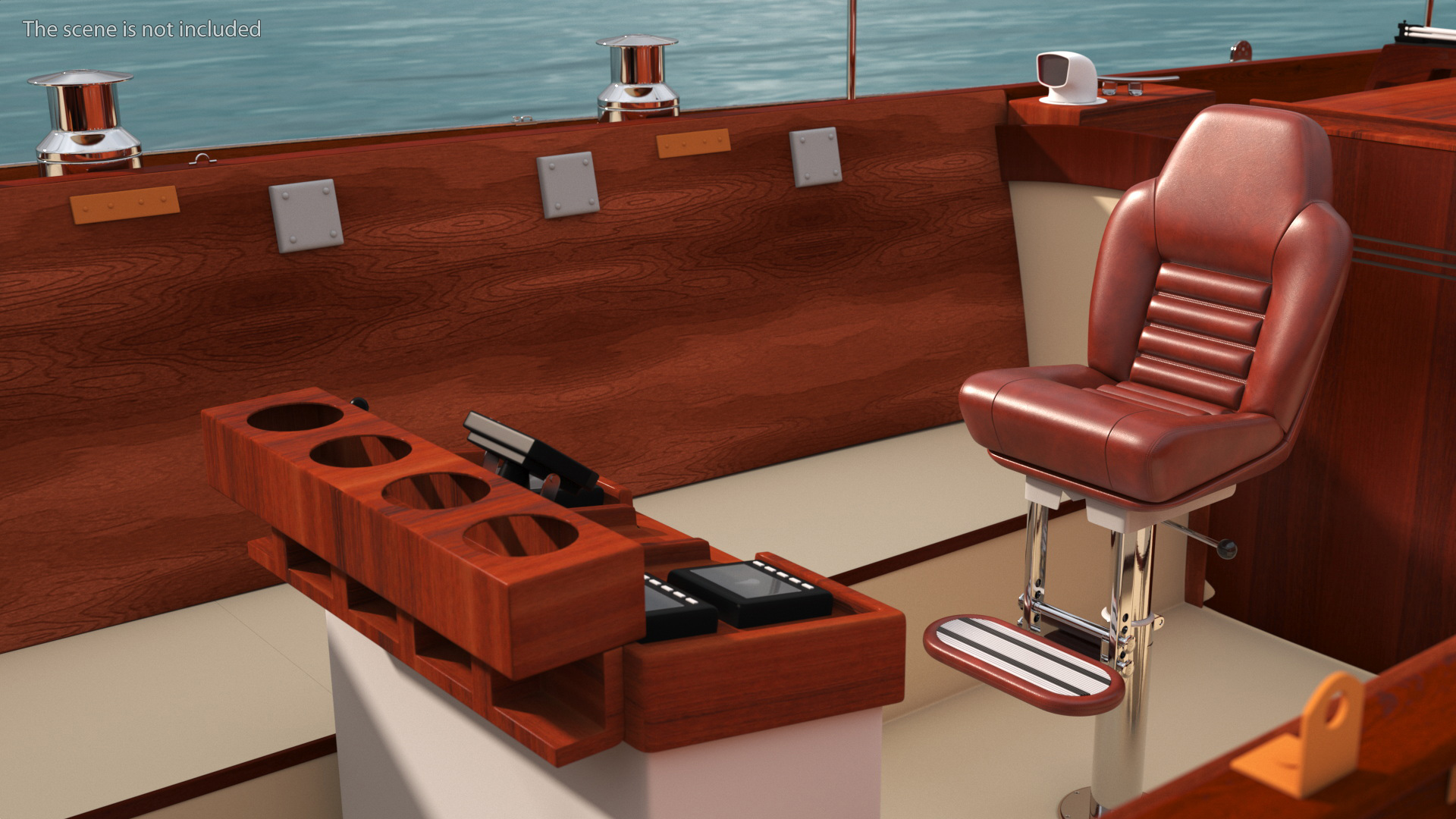 3D Marine Helm Chair No Arms Brown