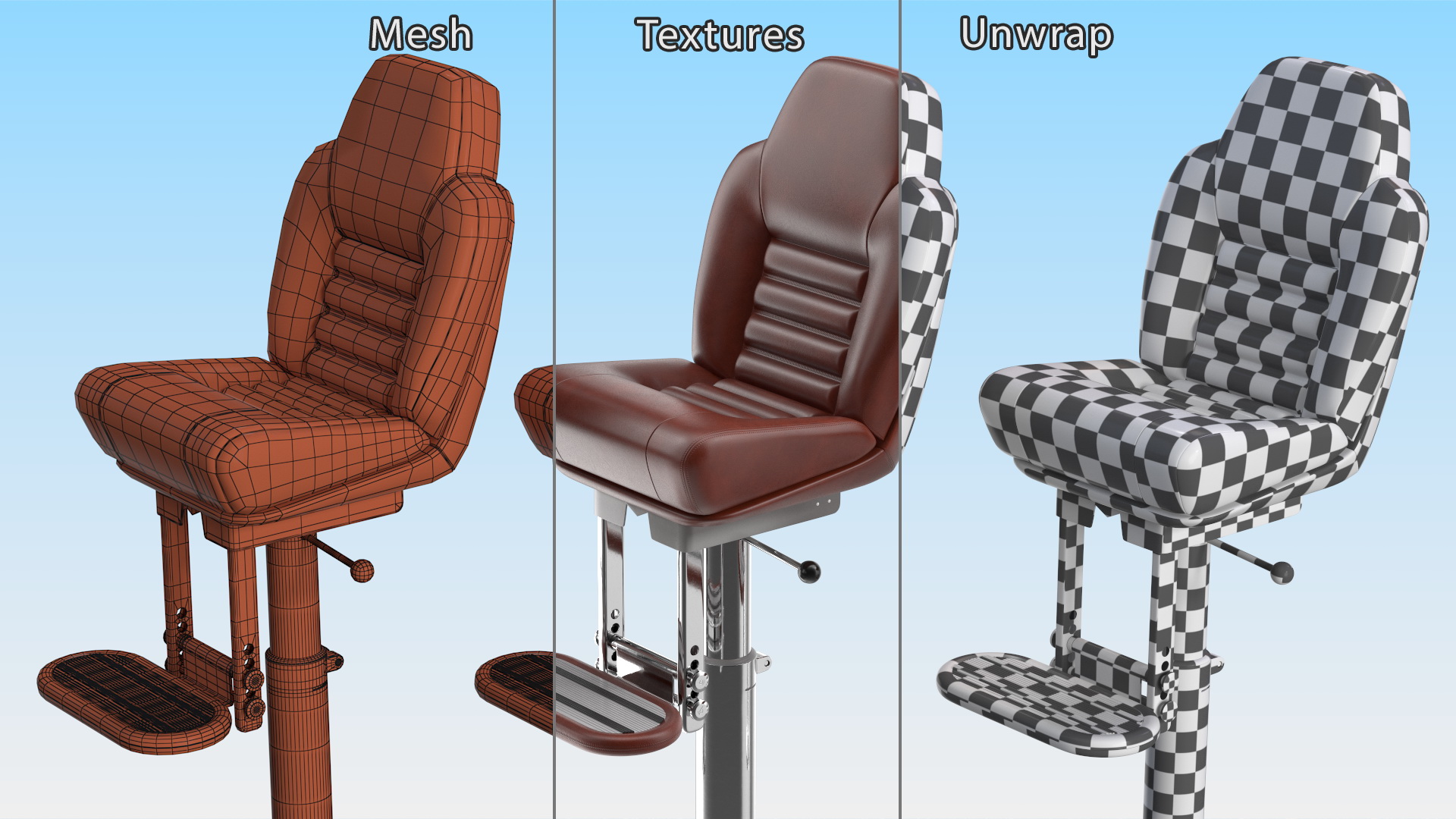 3D Marine Helm Chair No Arms Brown