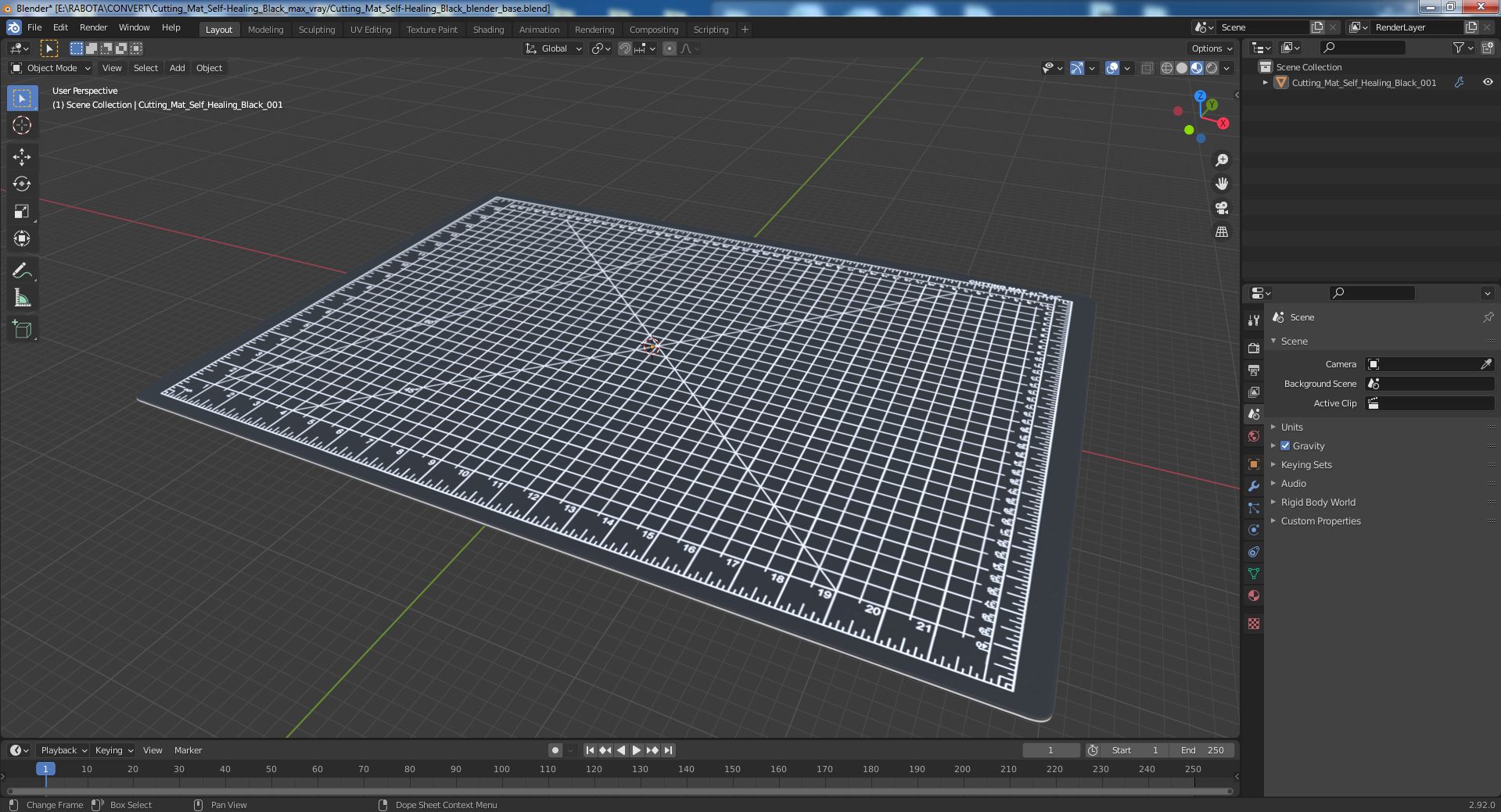 3D model Cutting Mat Self-Healing Black
