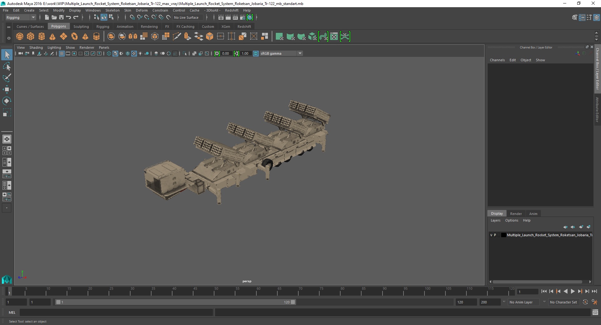3D Multiple Launch Rocket System Roketsan Jobaria Tr-122 model