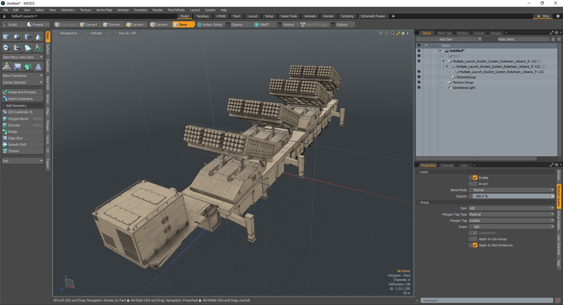 3D Multiple Launch Rocket System Roketsan Jobaria Tr-122 model