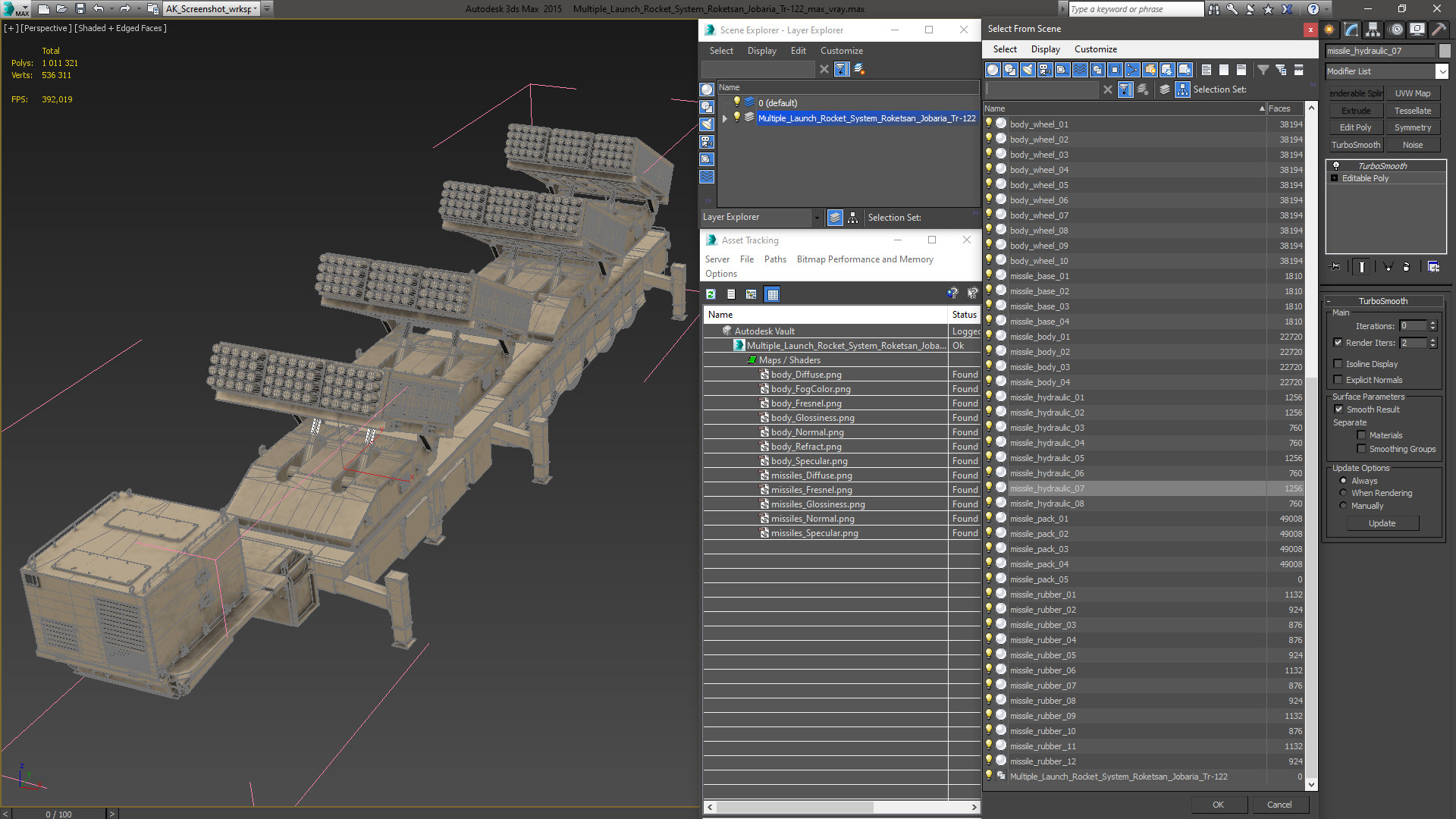 3D Multiple Launch Rocket System Roketsan Jobaria Tr-122 model