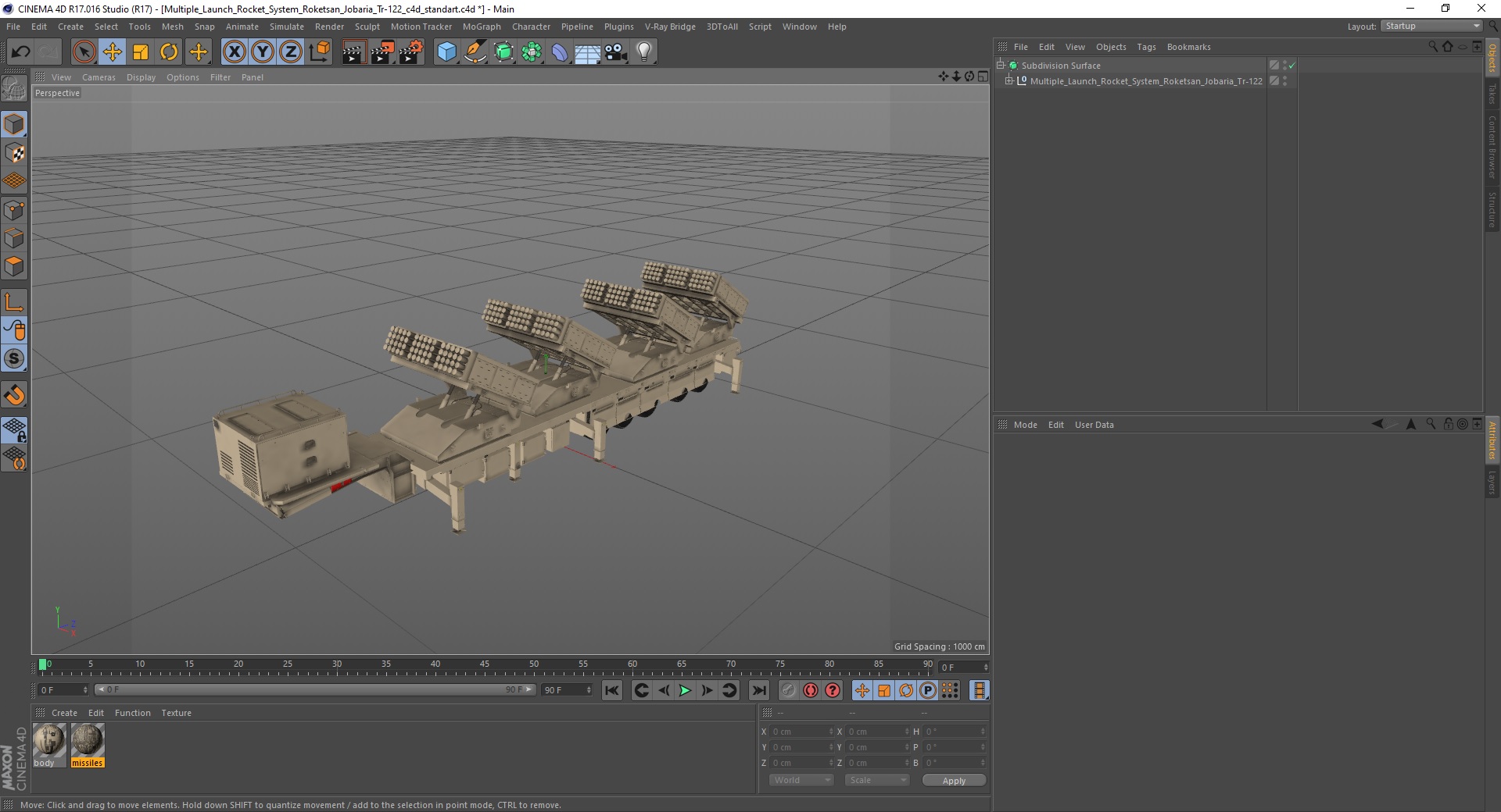3D Multiple Launch Rocket System Roketsan Jobaria Tr-122 model