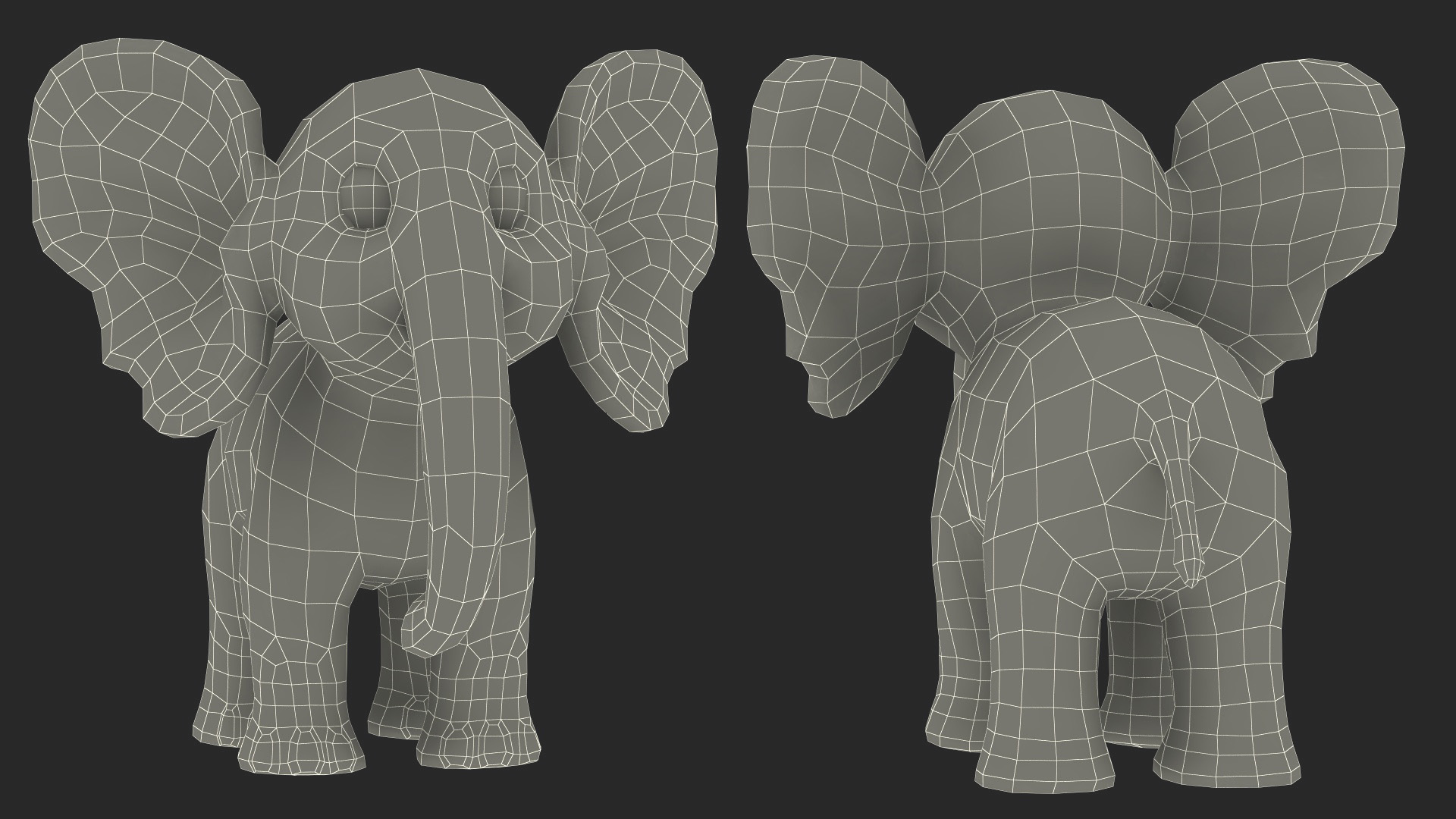 3D Cute Cartoon Elephant Rigged model