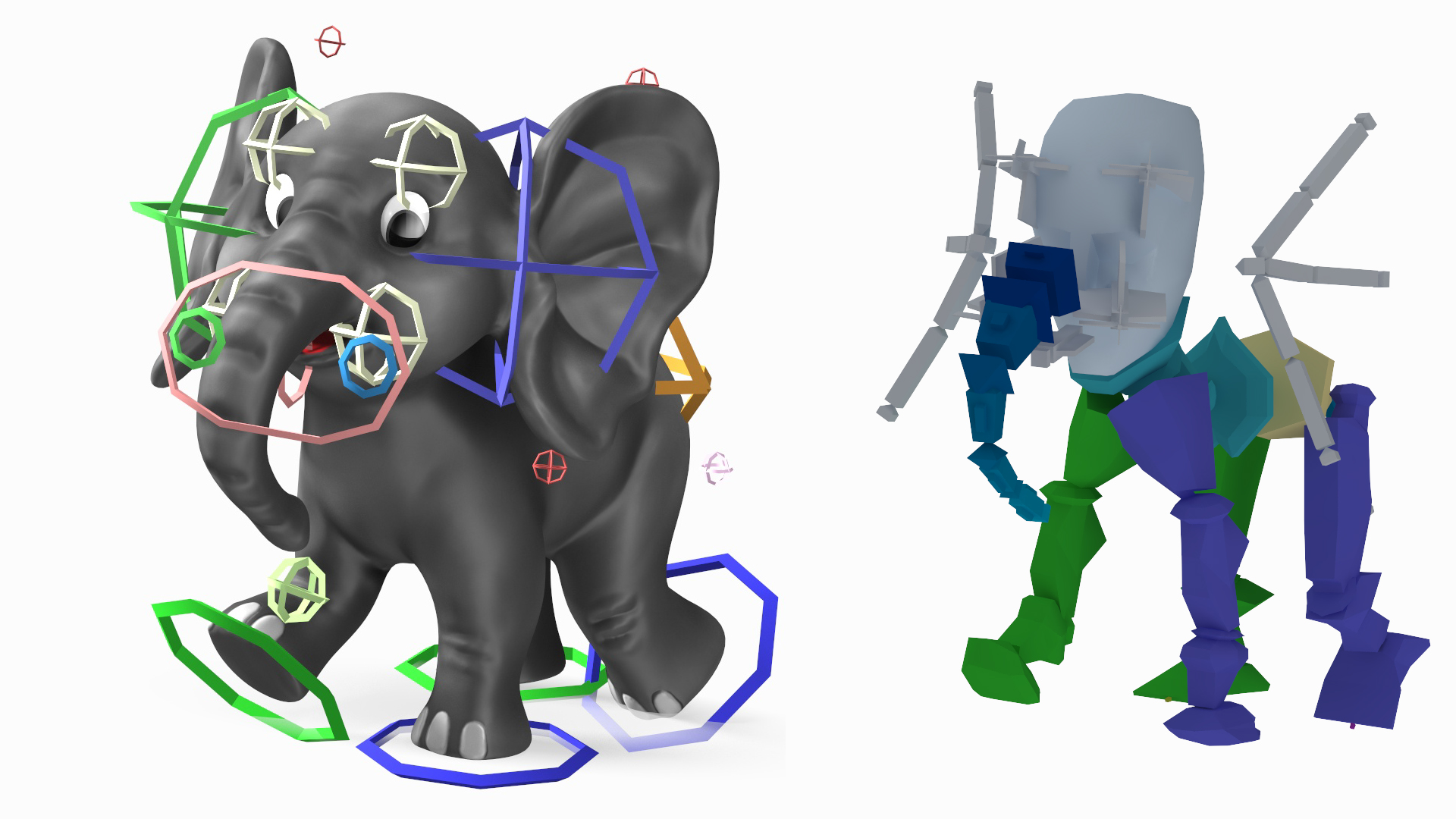 3D Cute Cartoon Elephant Rigged model