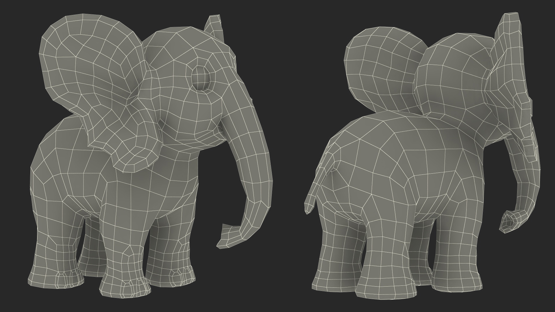 3D Cute Cartoon Elephant Rigged model