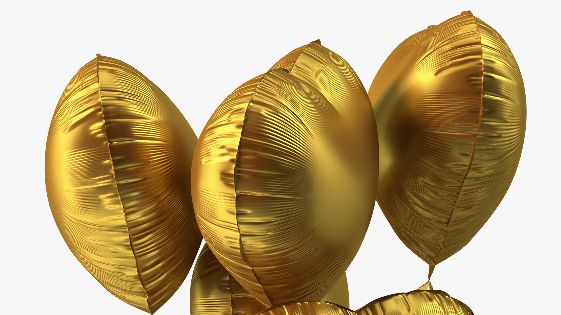 Heart Shaped Matte Gold Balloons Tied to Gift Box 3D model