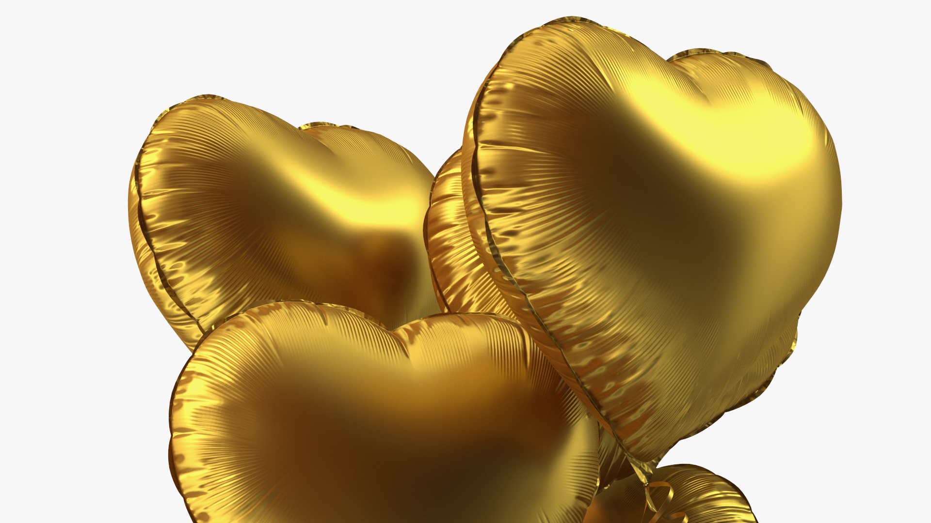 Heart Shaped Matte Gold Balloons Tied to Gift Box 3D model