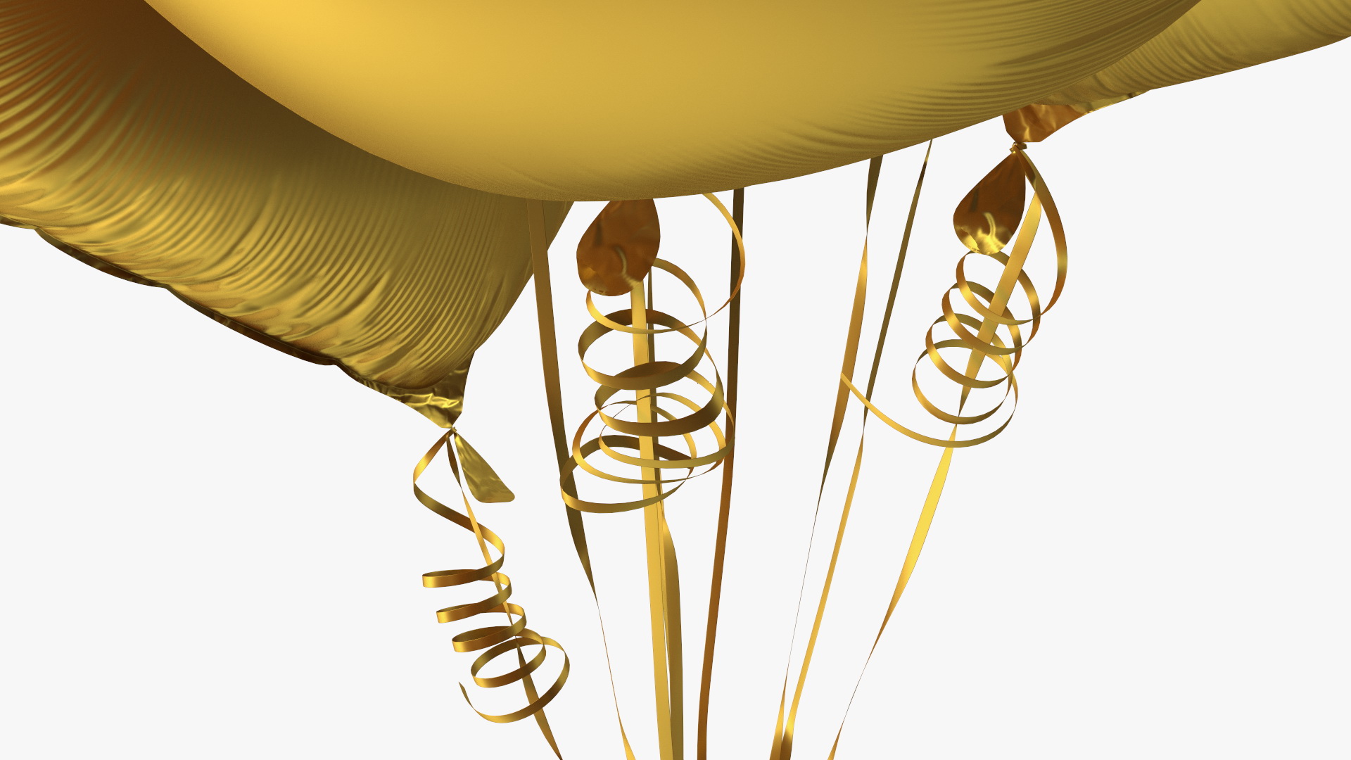 Heart Shaped Matte Gold Balloons Tied to Gift Box 3D model