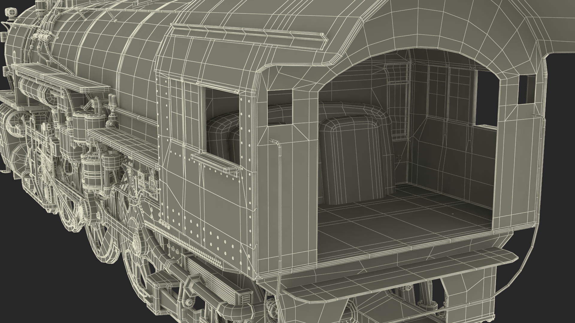3D model Steam locomotive Santa Fe 3415