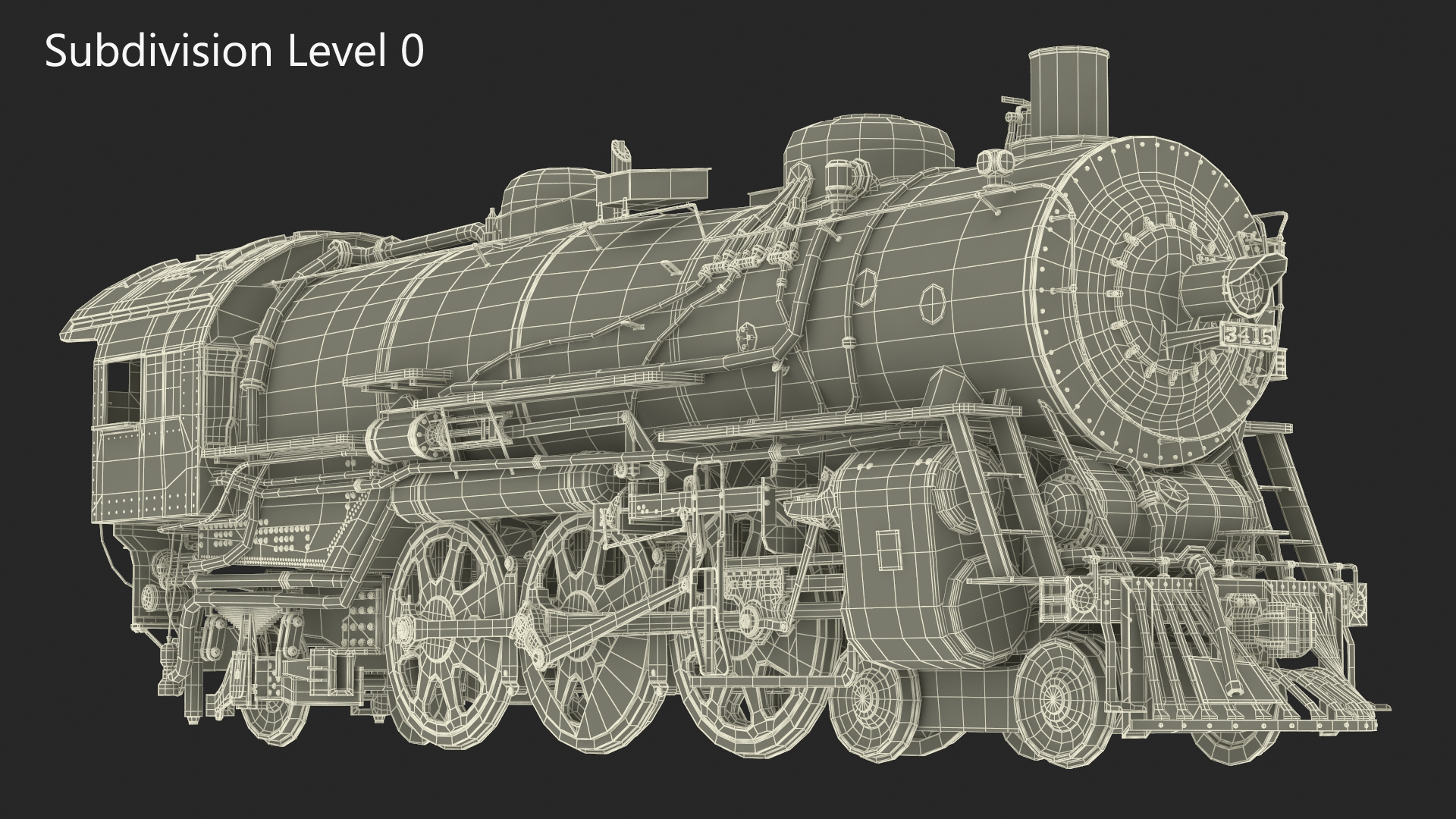 3D model Steam locomotive Santa Fe 3415