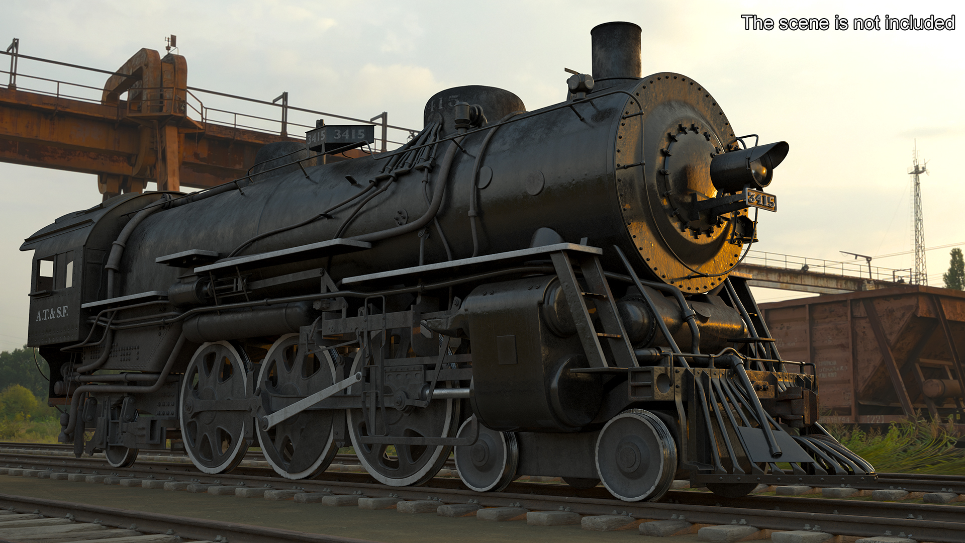 3D model Steam locomotive Santa Fe 3415